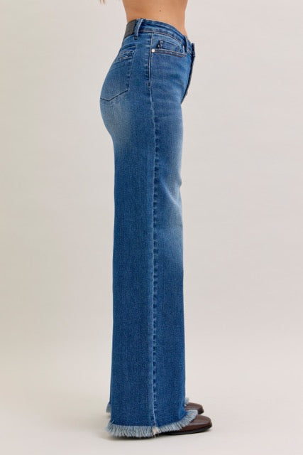 Karla High Waist Column Straight Button-Fly Jeans