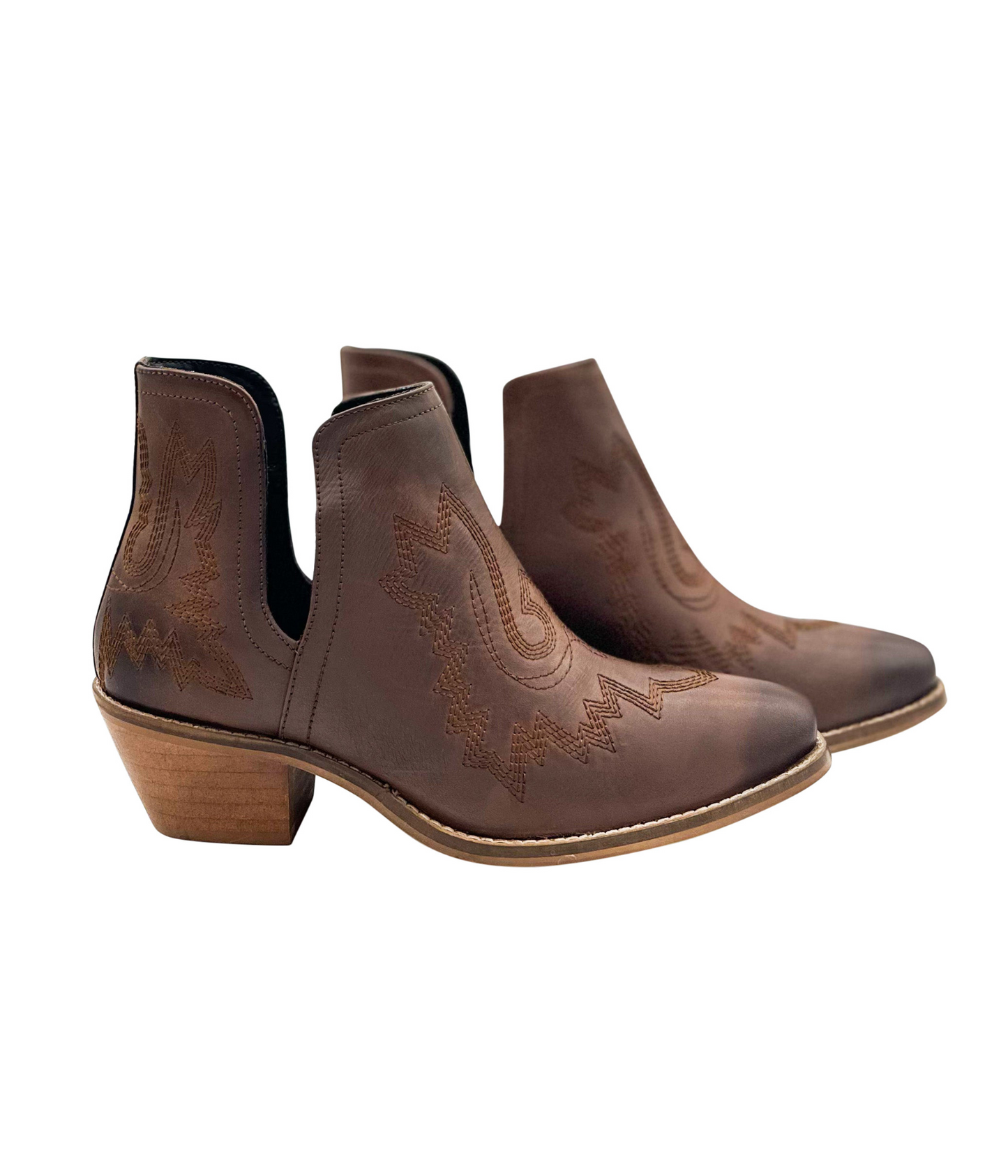 Kickin' Leather Booties in Brown
