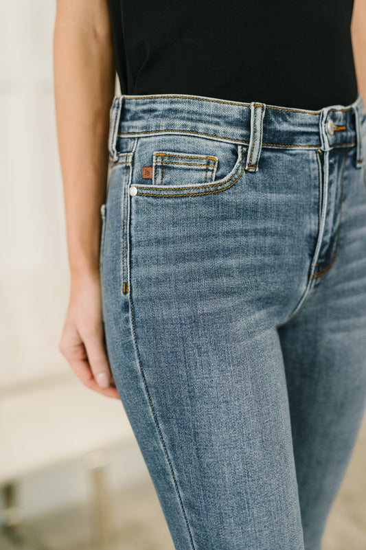 Close-up of blue jeans with a blurred background