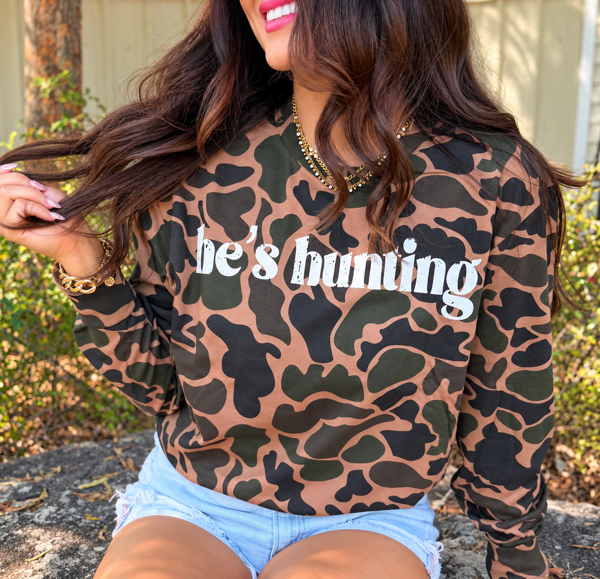 He’s Hunting Long Sleeve Tee