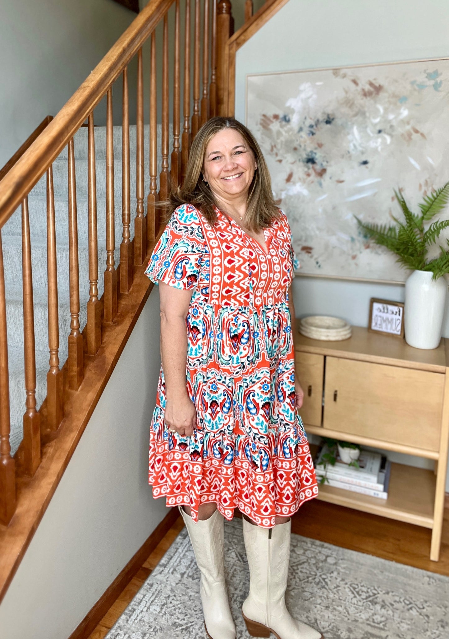 Journey On Mixed Print Dress