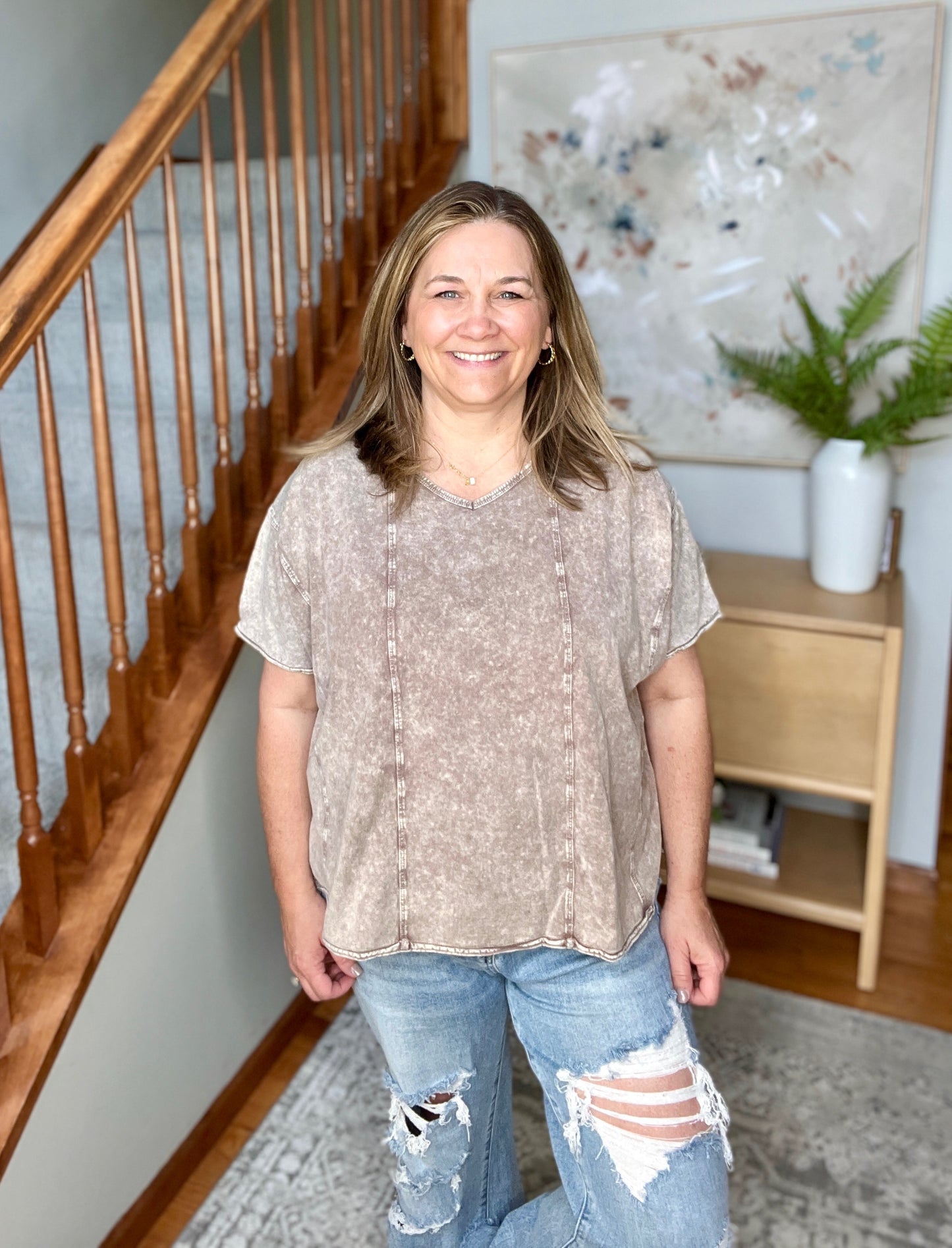 Here for the Vibes Mineral Wash Spliced Tee