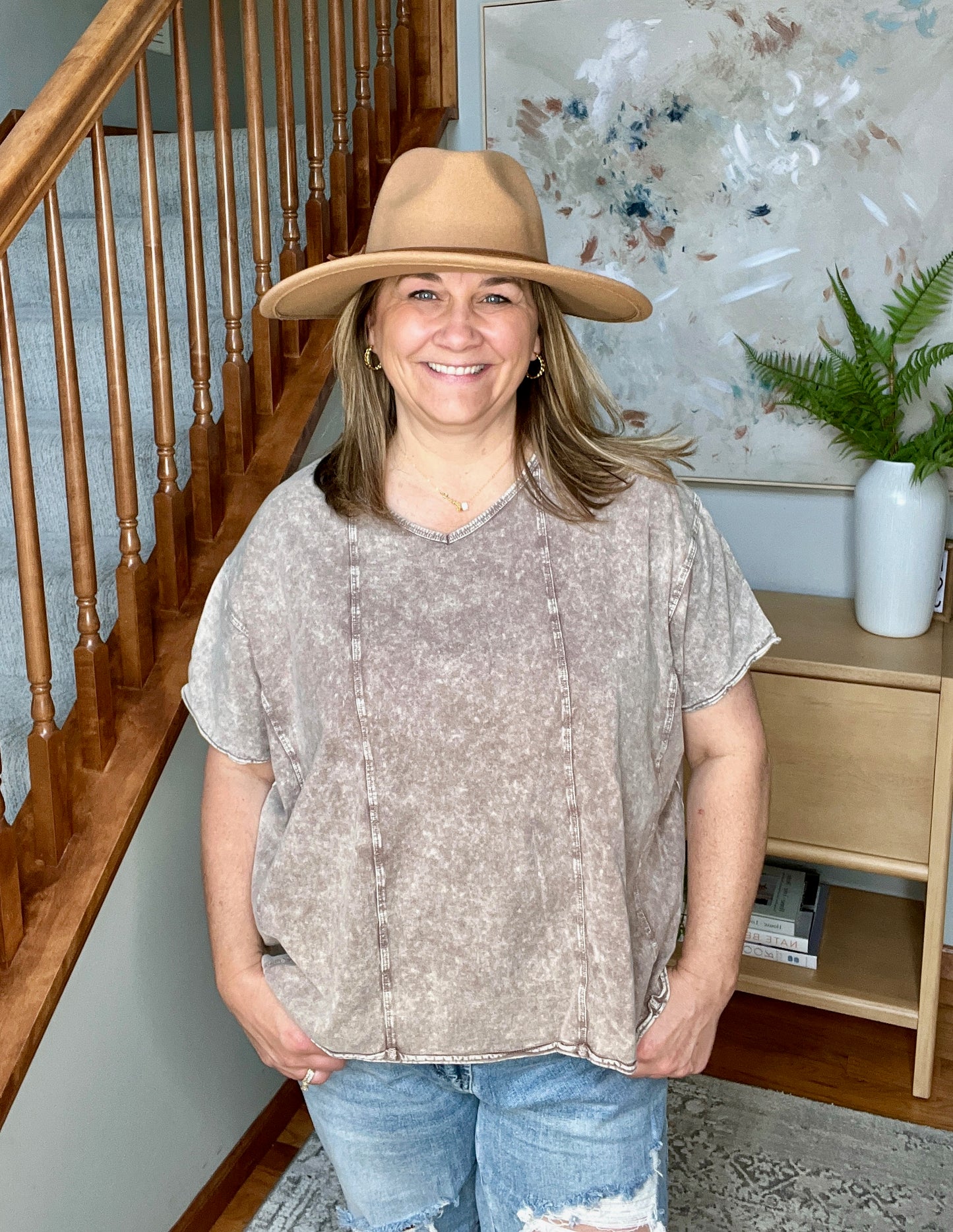 Here for the Vibes Mineral Wash Spliced Tee