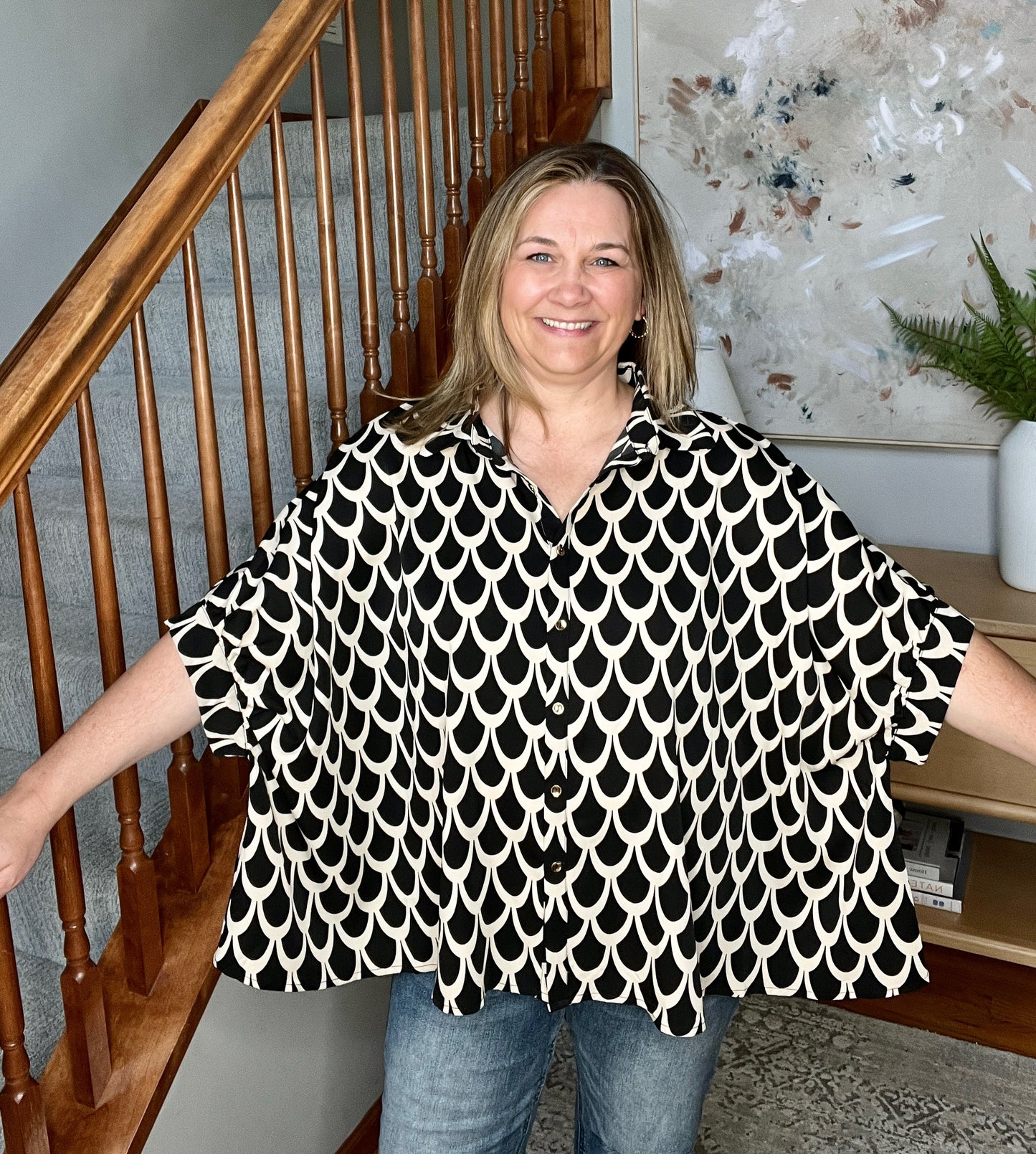 Art Deco Button Up Blouse
