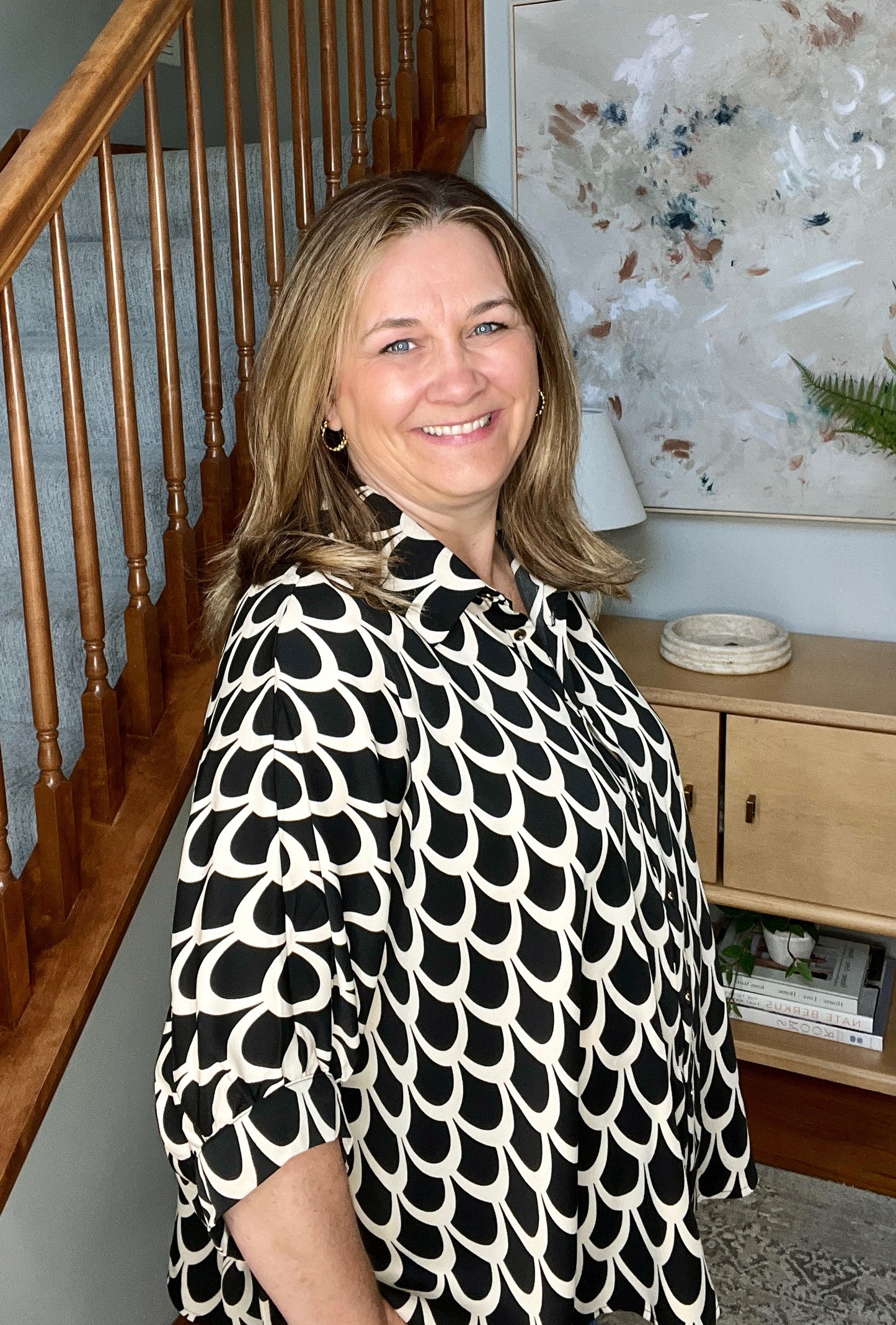 Art Deco Button Up Blouse