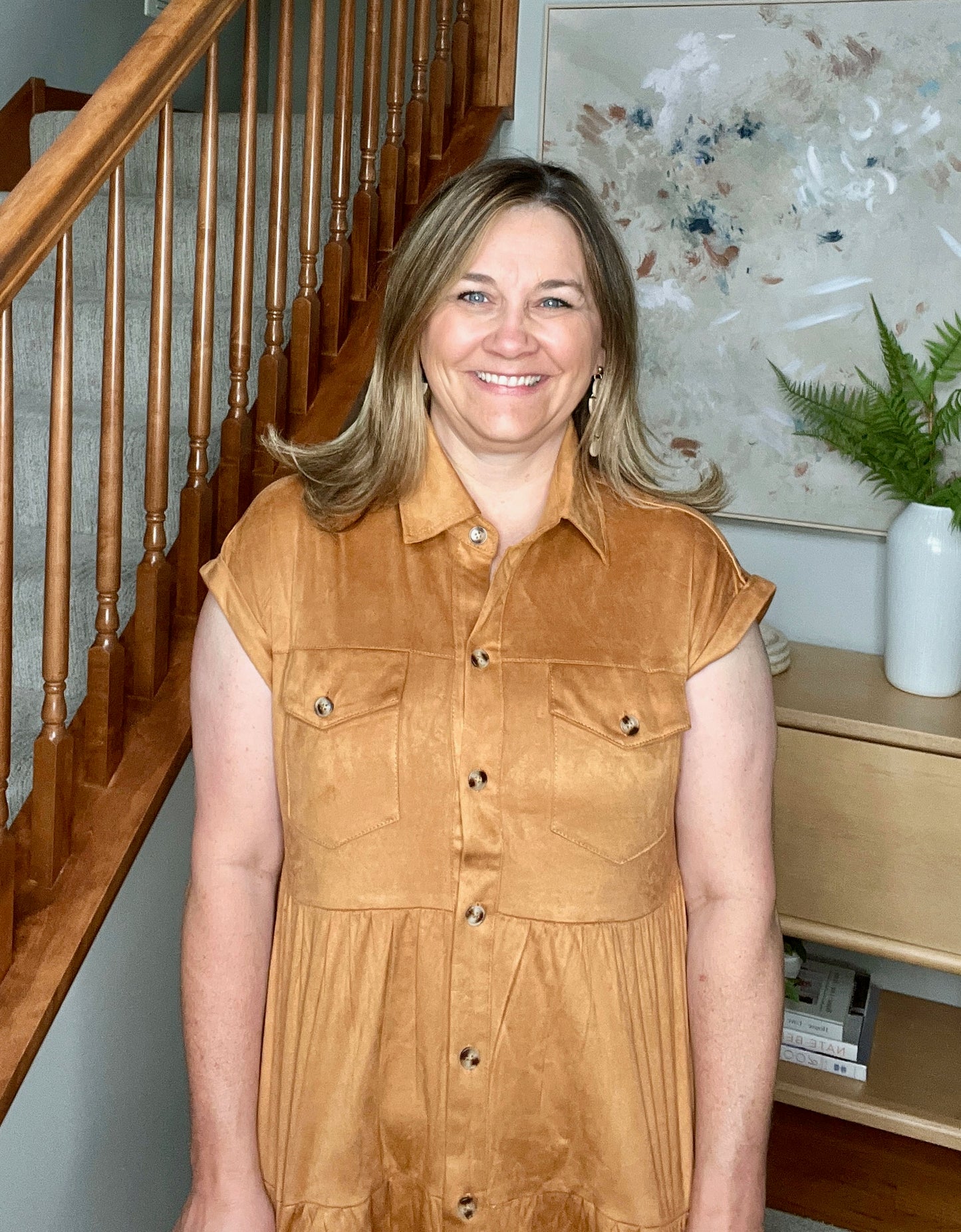 Don't Hang Up Faux Suede Shirt Dress