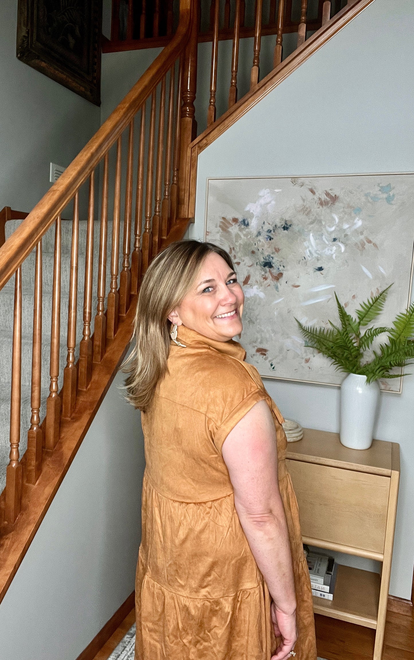 Don't Hang Up Faux Suede Shirt Dress