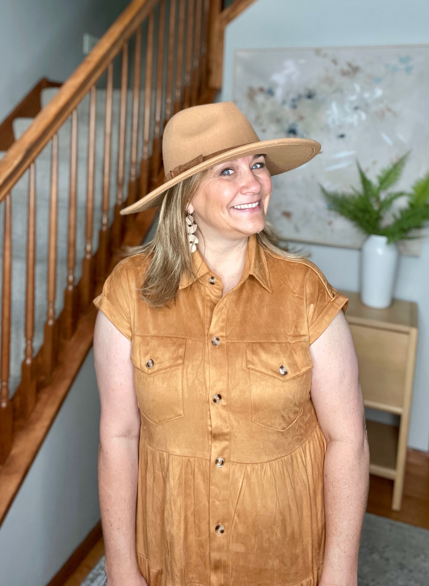 Don't Hang Up Faux Suede Shirt Dress