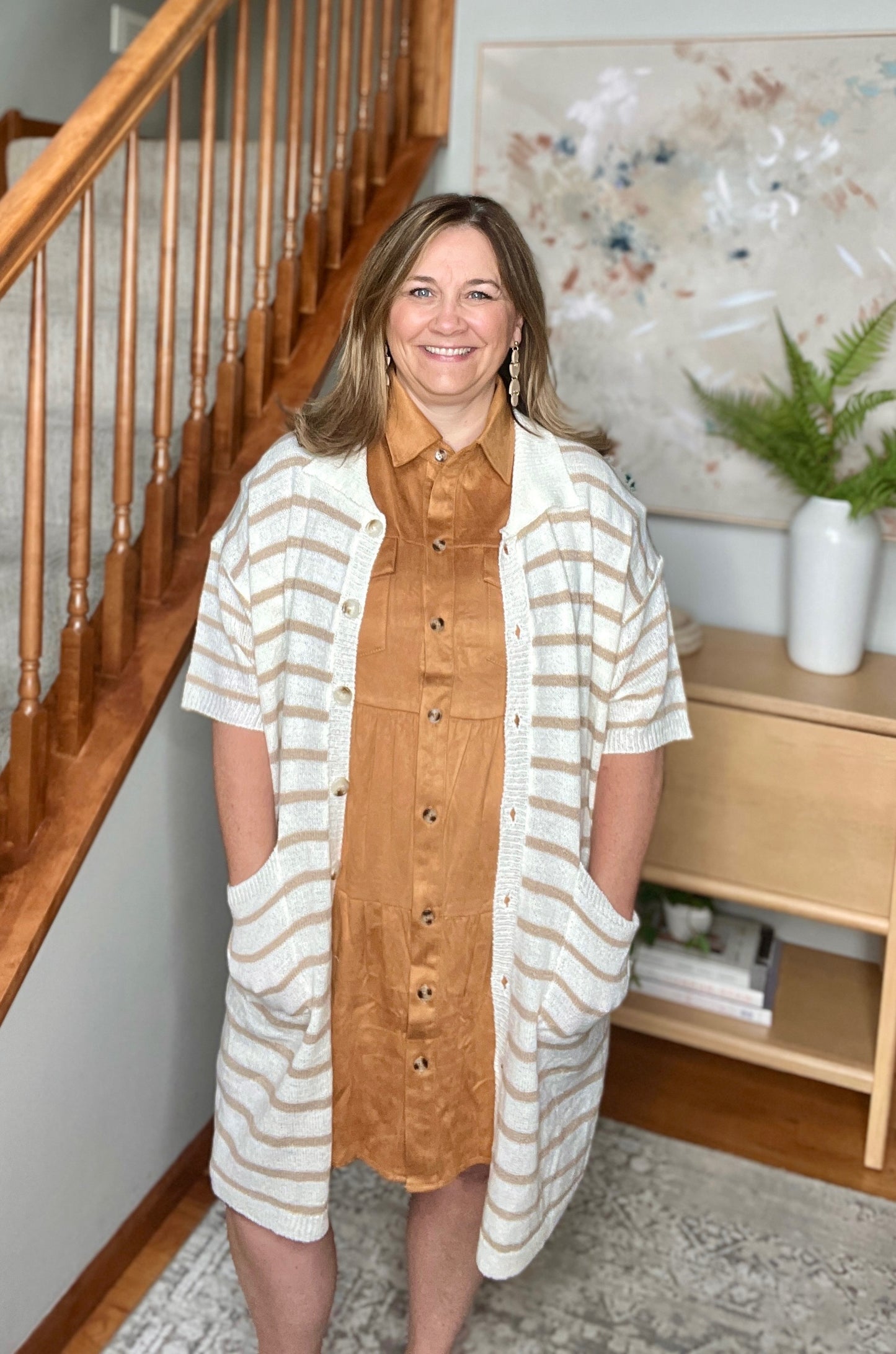Don't Hang Up Faux Suede Shirt Dress