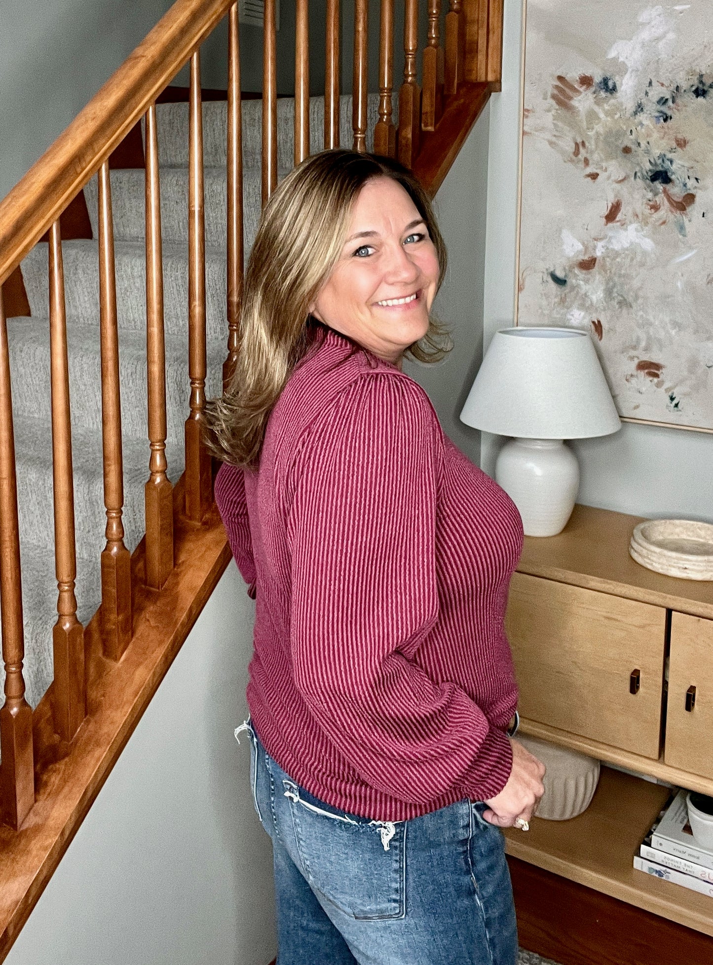 Simply Styled Balloon Sleeve Knit Top