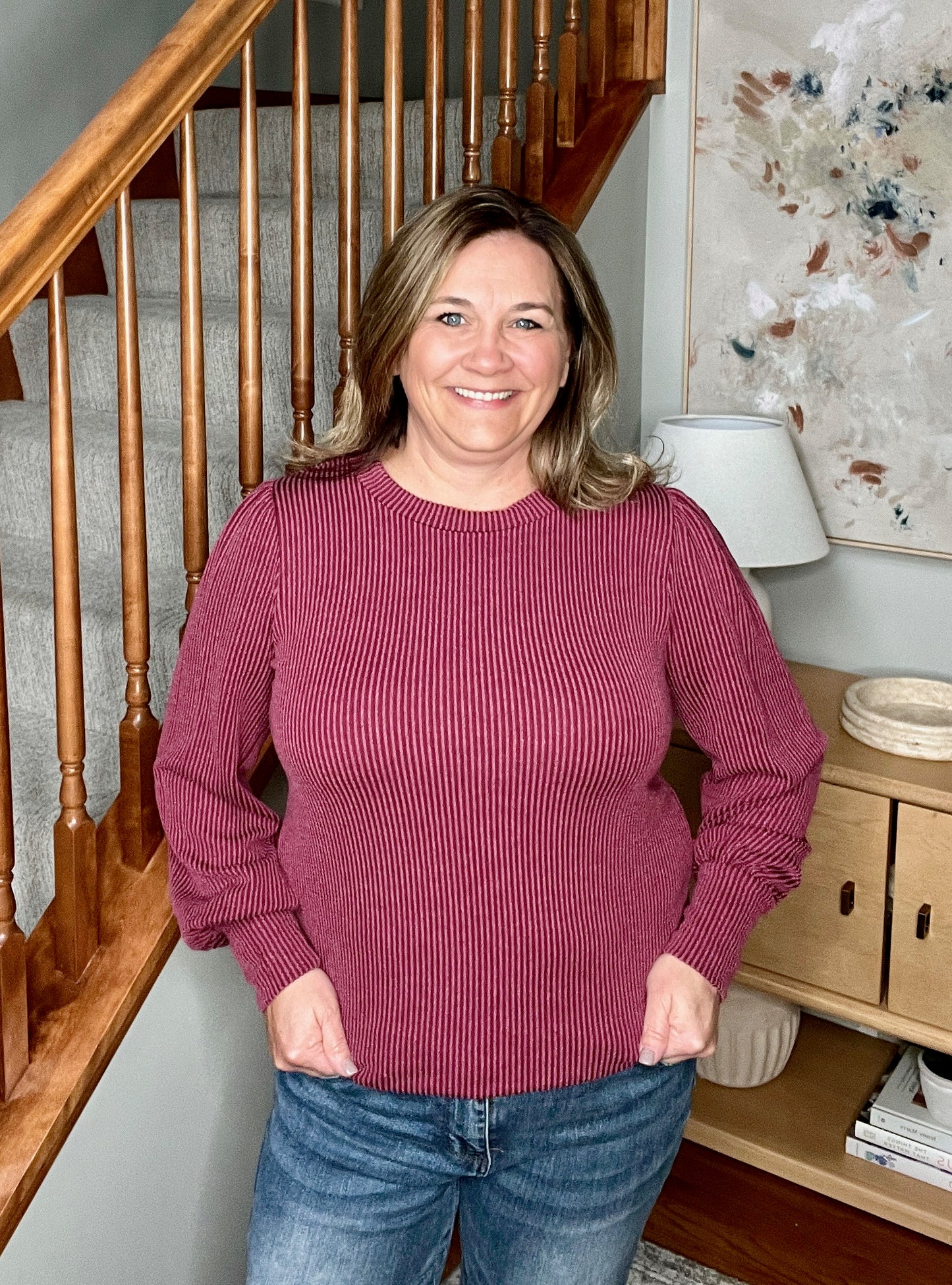 Simply Styled Balloon Sleeve Knit Top