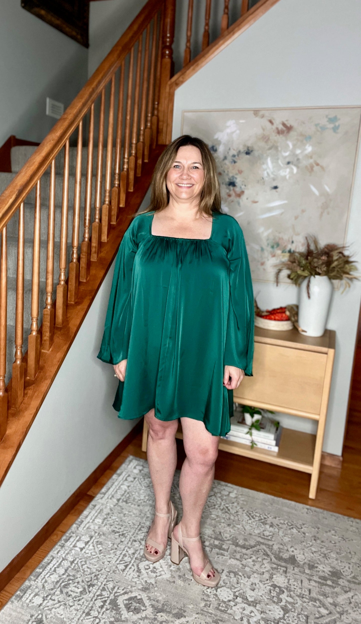 Isn't It Lovely Poly Satin Butterfly Sleeve Dress