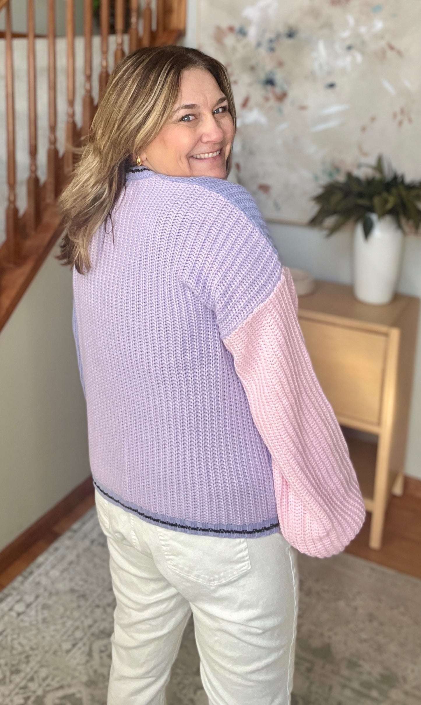 Coffee Date Color Block Cardigan