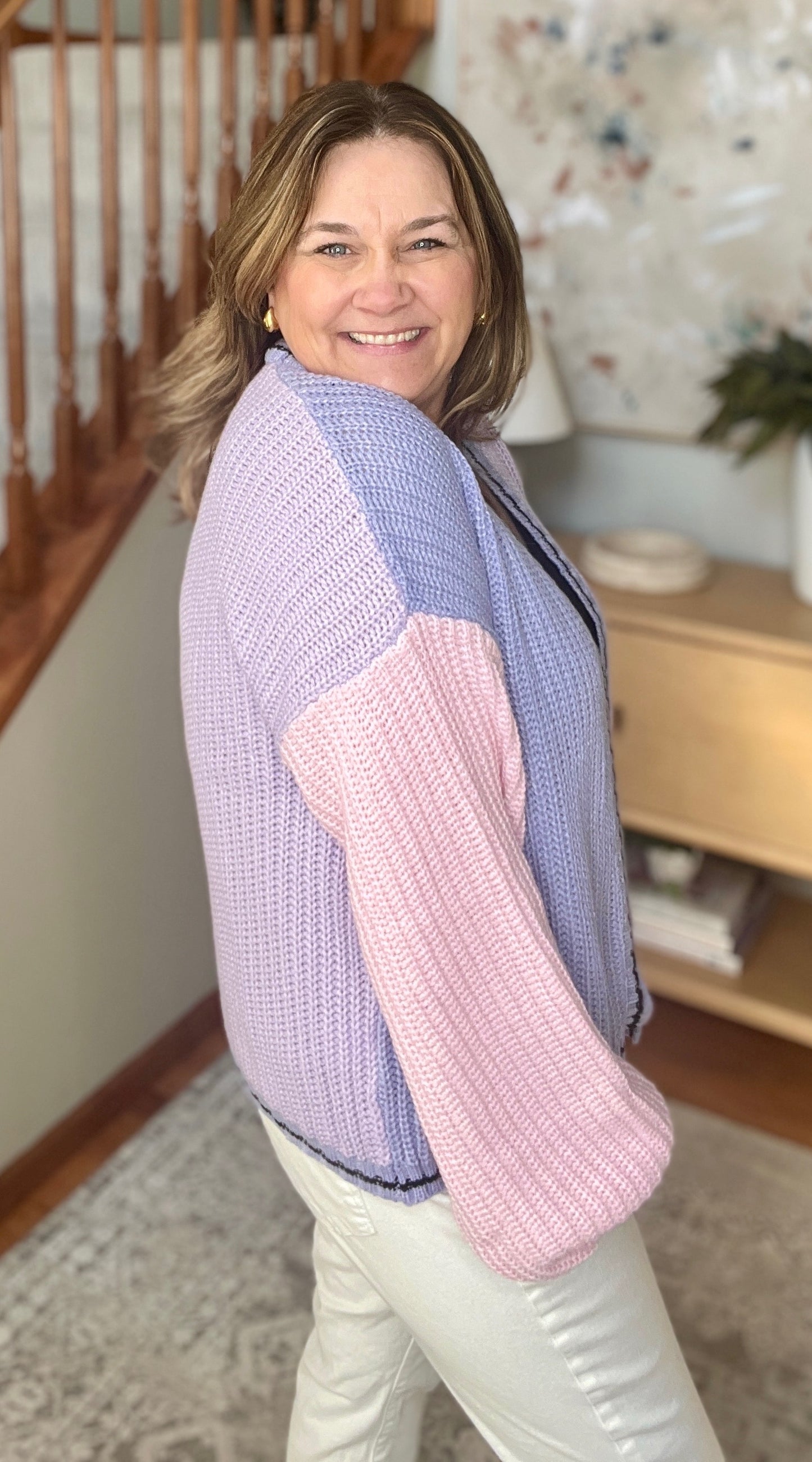 Coffee Date Color Block Cardigan