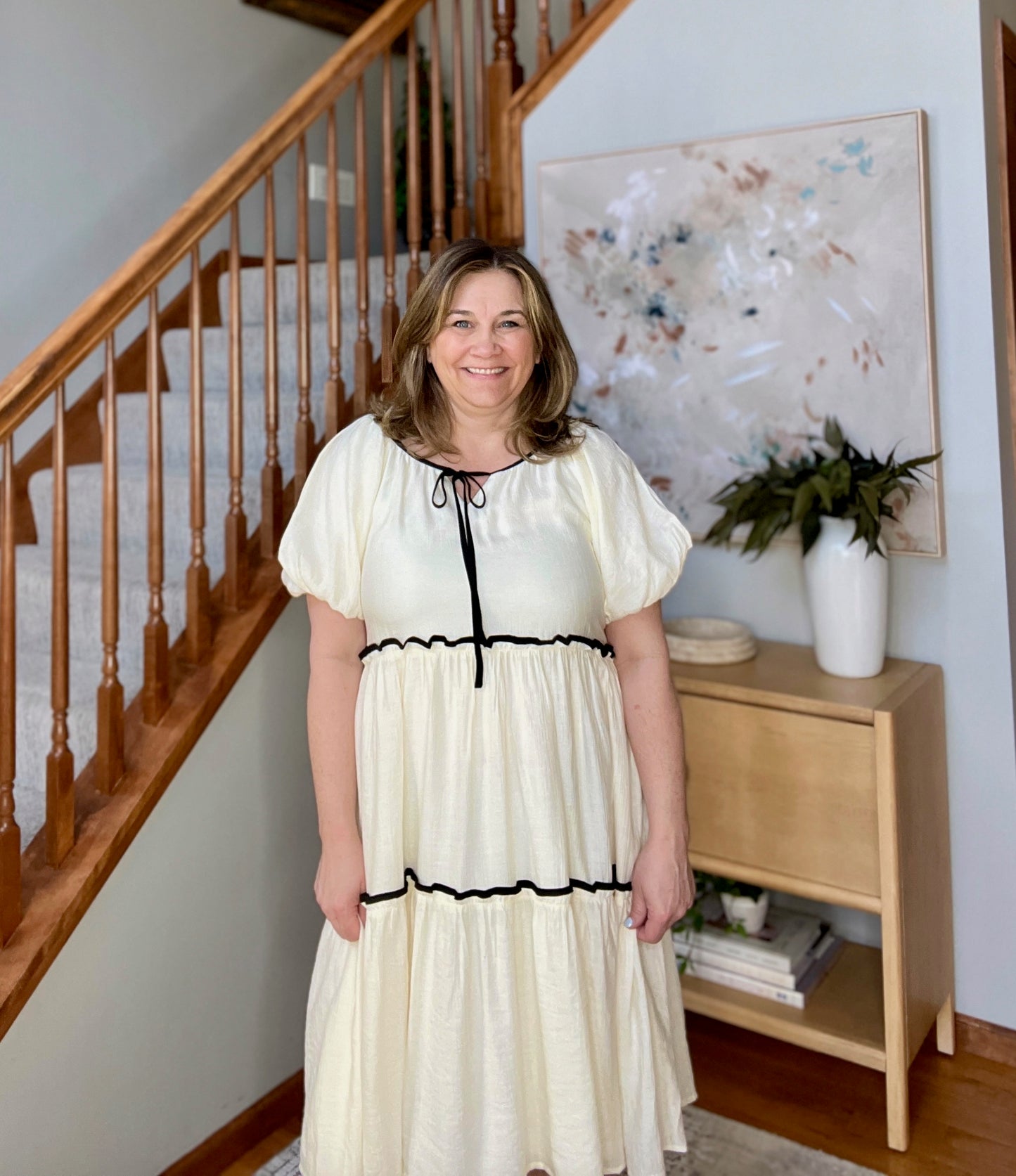 If This World Was Mine Tiered Half Sleeve Dress in Ivory