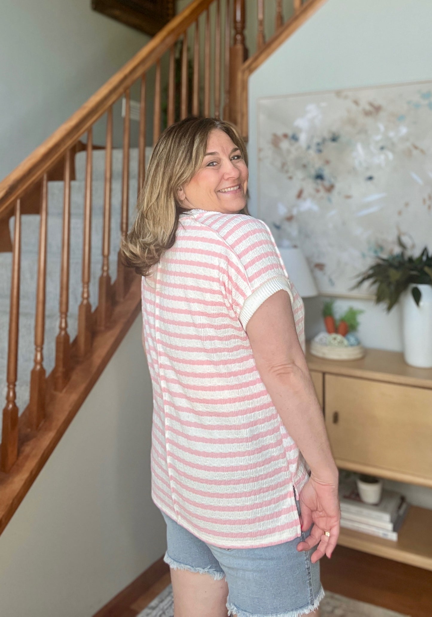 Chic Streak Dolman Sleeve Top in pink