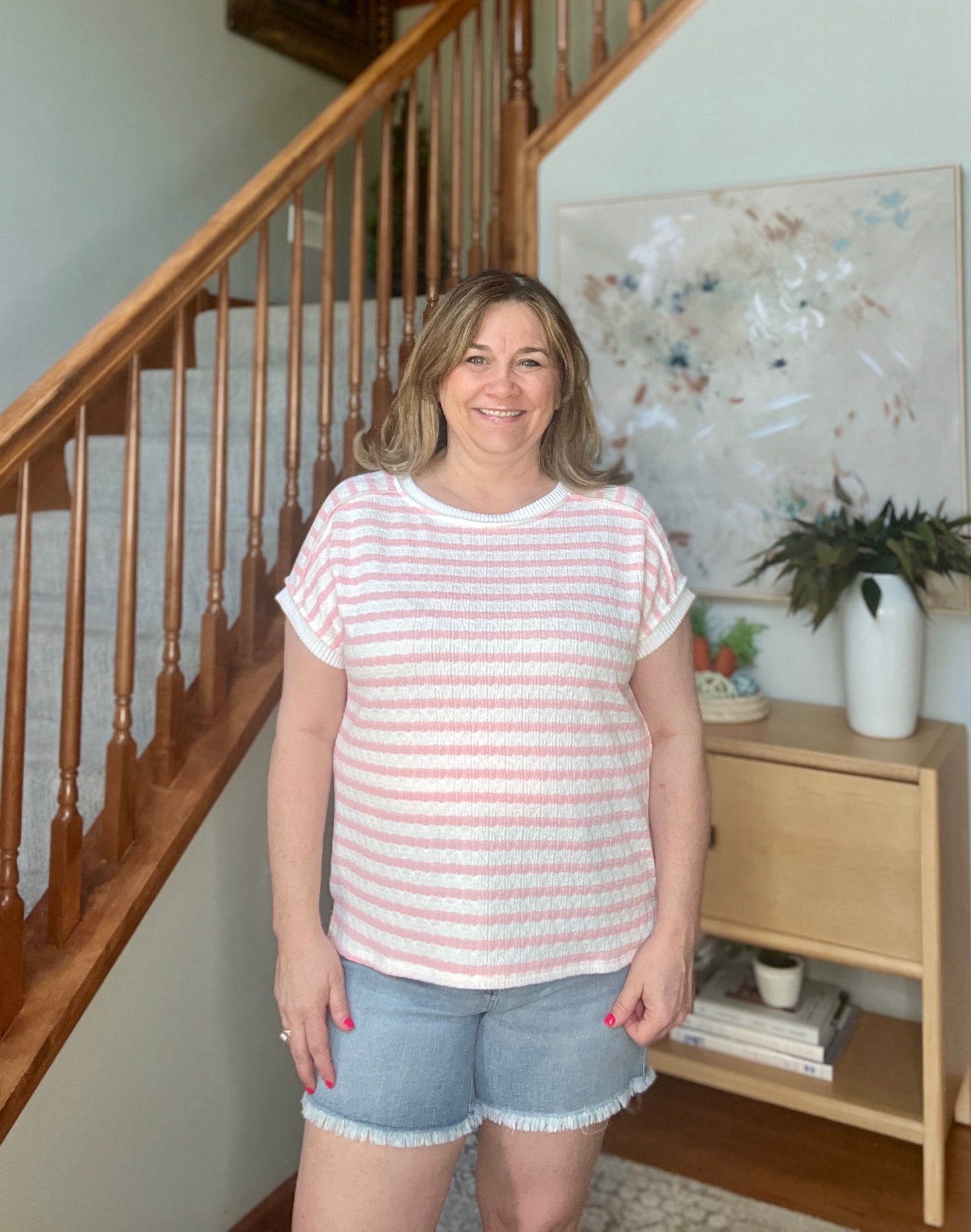 Chic Streak Dolman Sleeve Top in pink