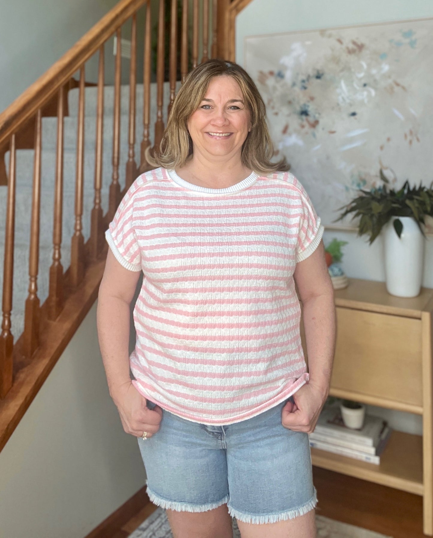 Chic Streak Dolman Sleeve Top in pink