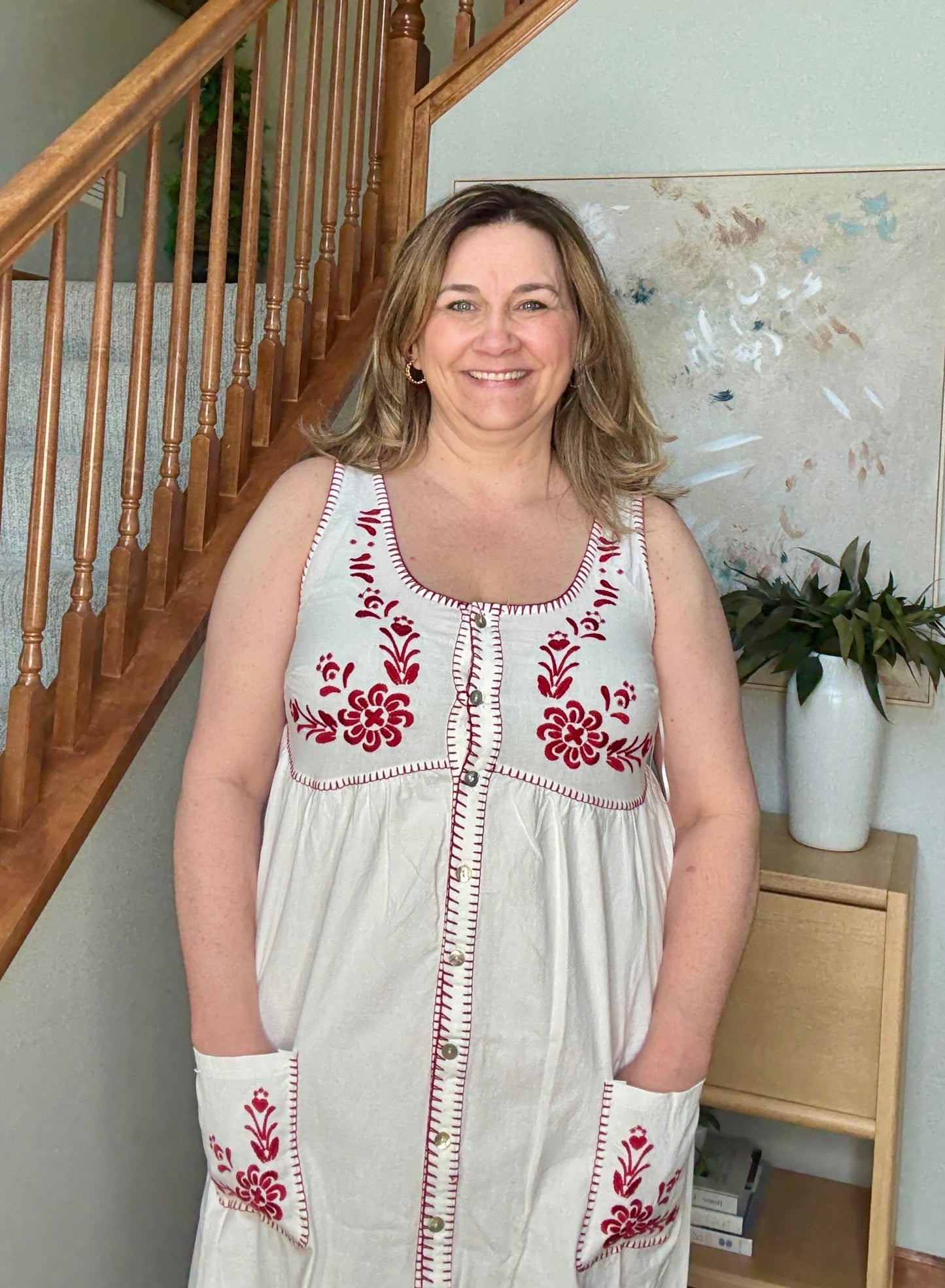 Whispering Petals Scoop Neck Dress
