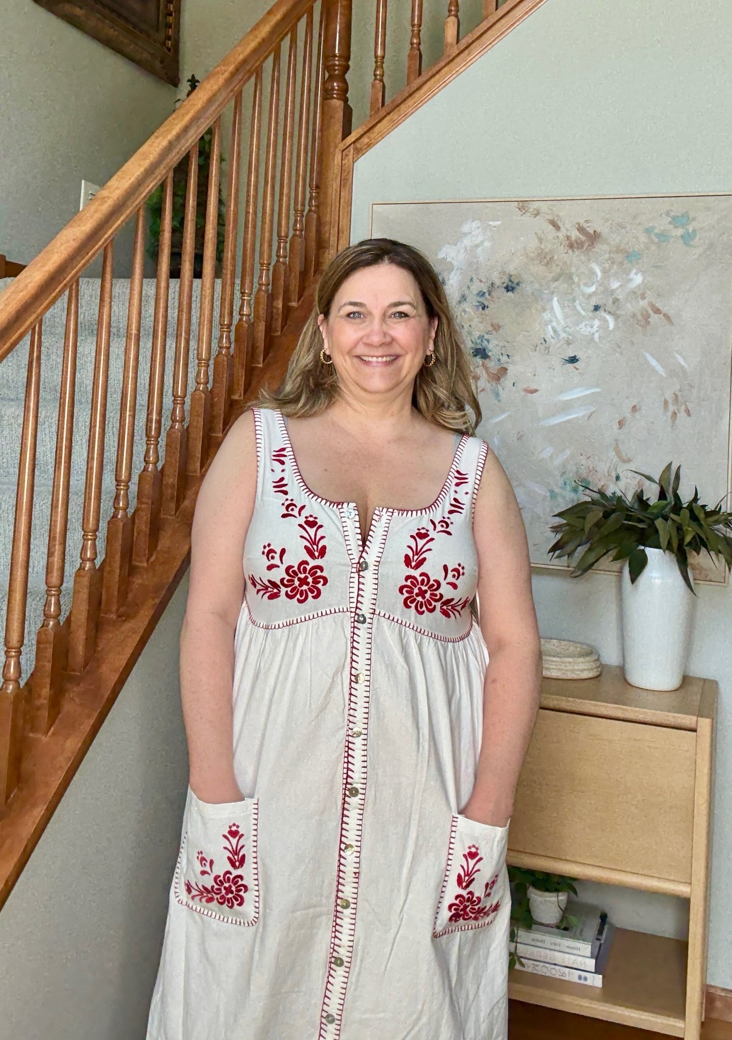 Whispering Petals Scoop Neck Dress