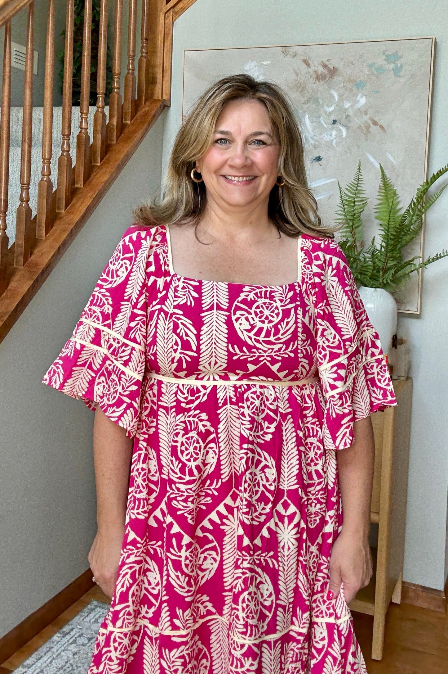 Aztec Woven Printed Contrast Binding Dress