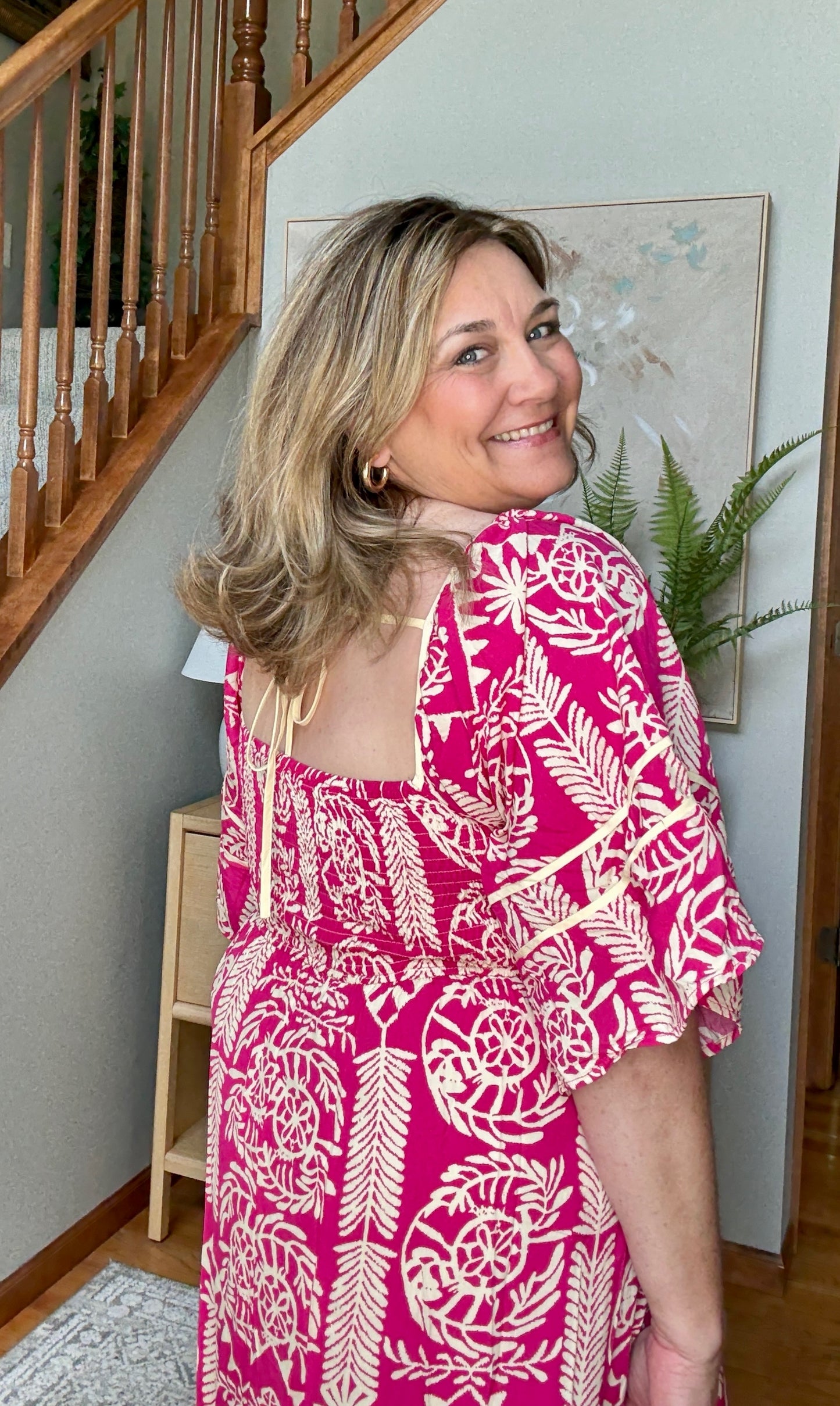 Aztec Woven Printed Contrast Binding Dress