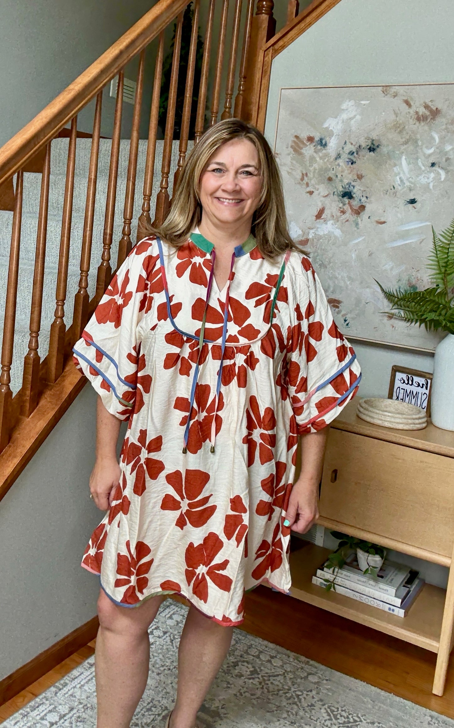 Bloom & Swoon Two-Tone Floral Babydoll Dress
