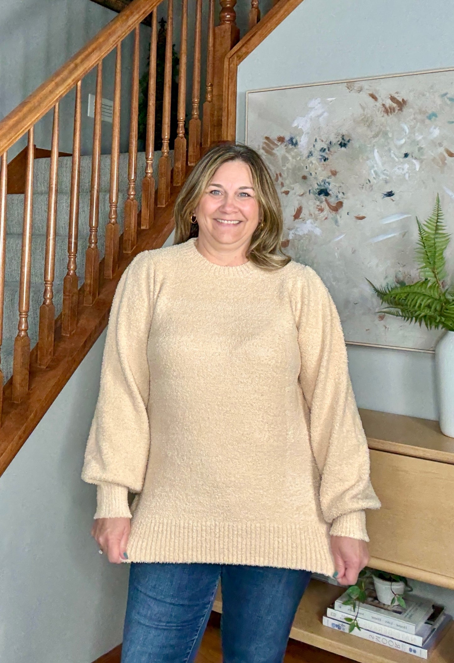 Luxurious Long Sleeve Sweater with Ribbed Trim