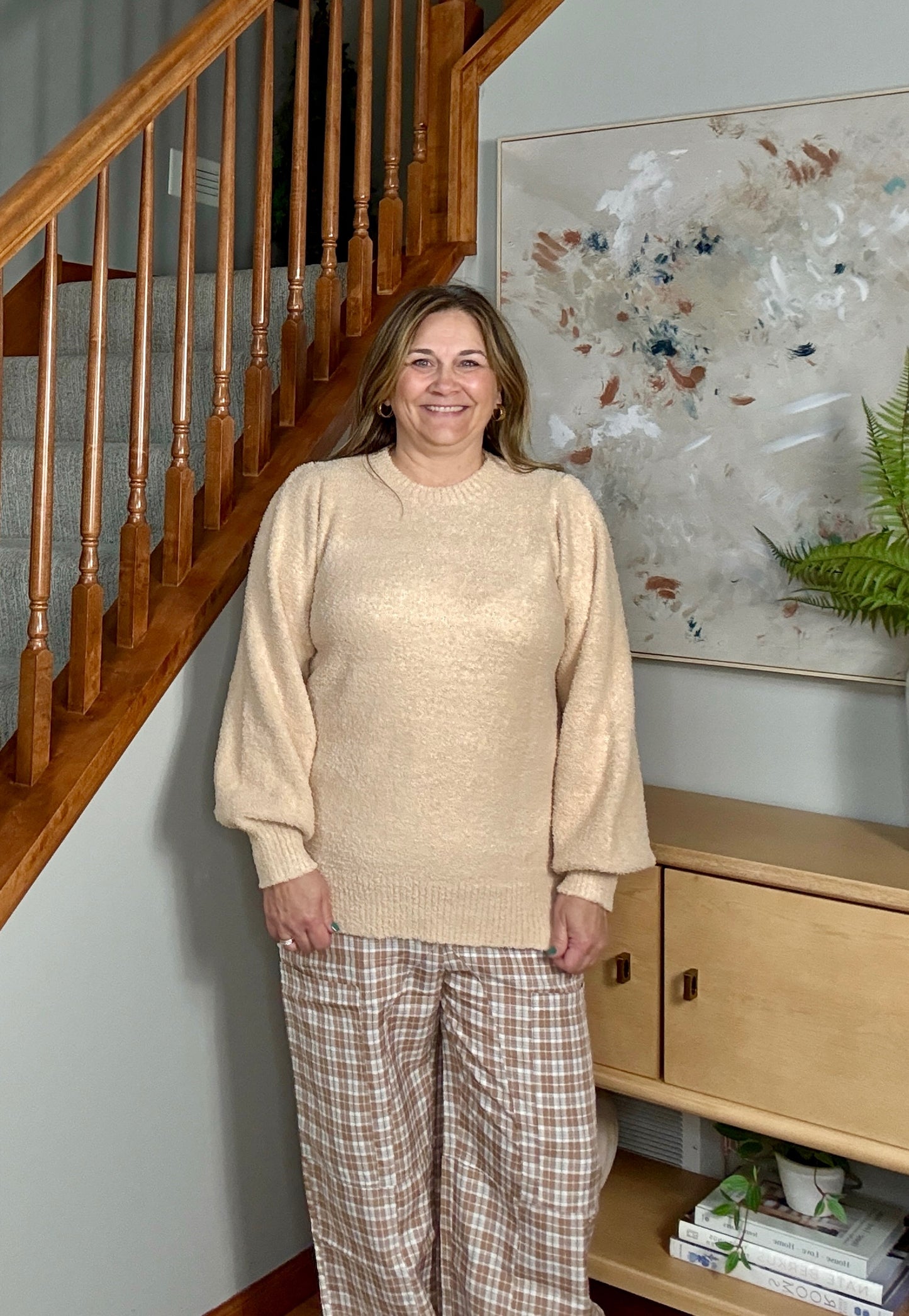Luxurious Long Sleeve Sweater with Ribbed Trim