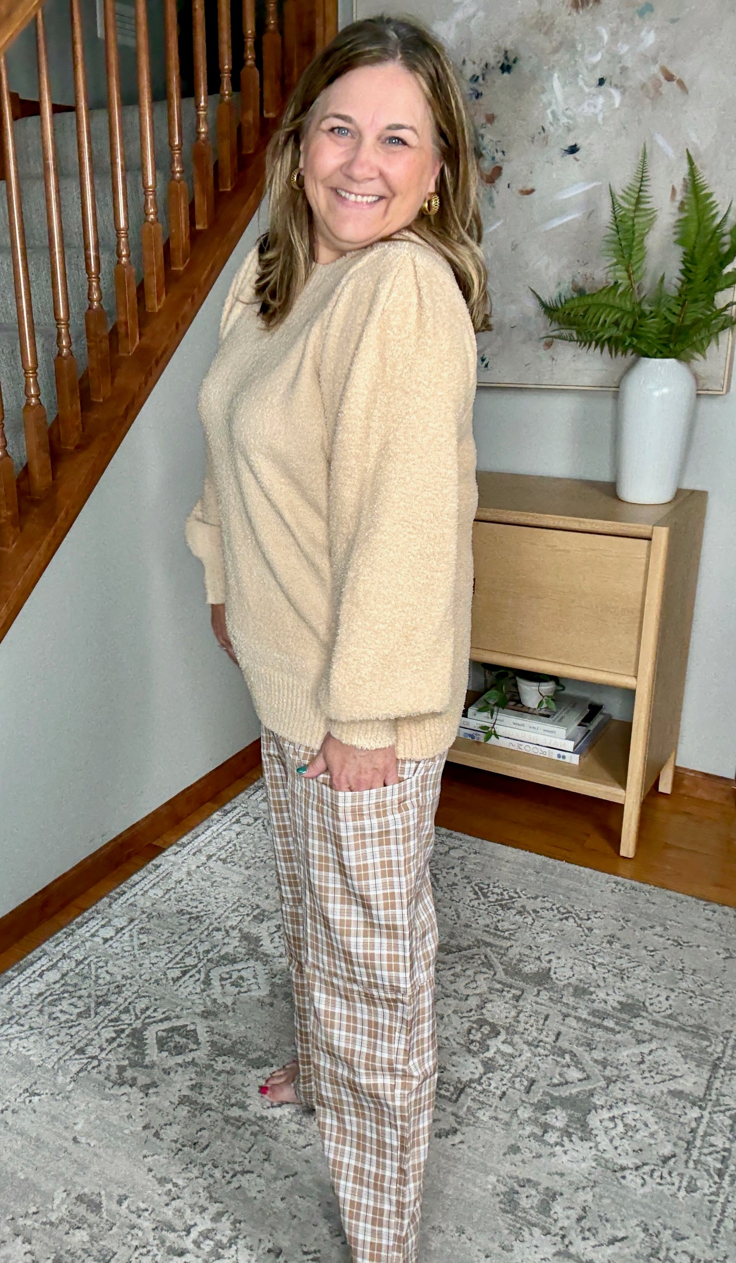 Luxurious Long Sleeve Sweater with Ribbed Trim