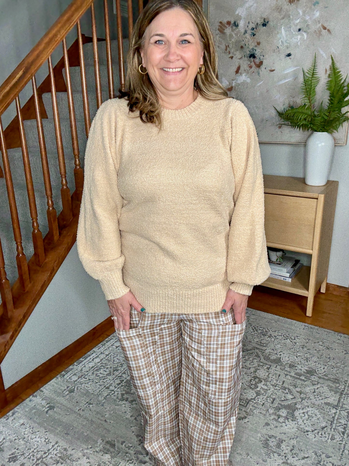 Luxurious Long Sleeve Sweater with Ribbed Trim
