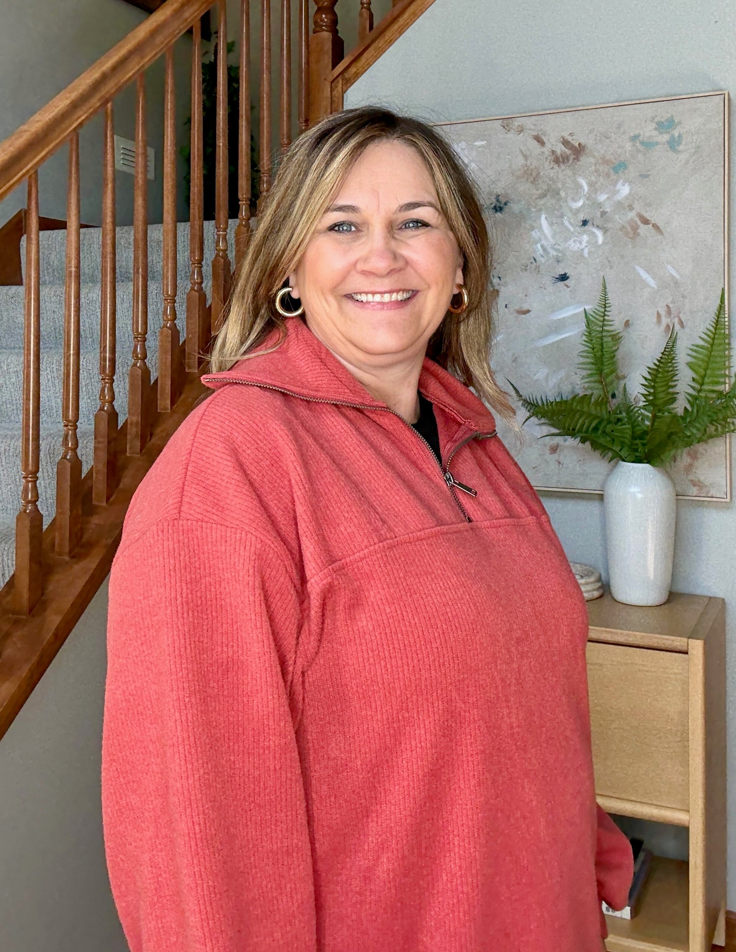 Quite the Impression Half Zip Pullover in Rust