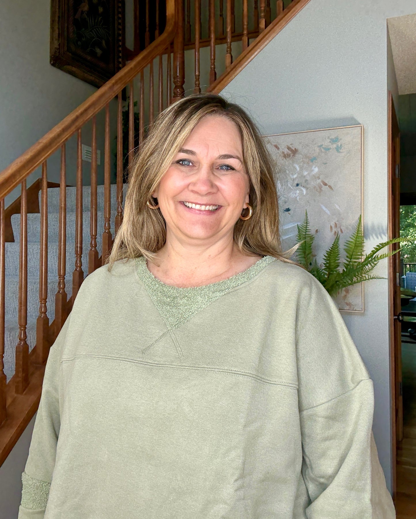 Falling Leaves Sage Long Sleeve Pullover