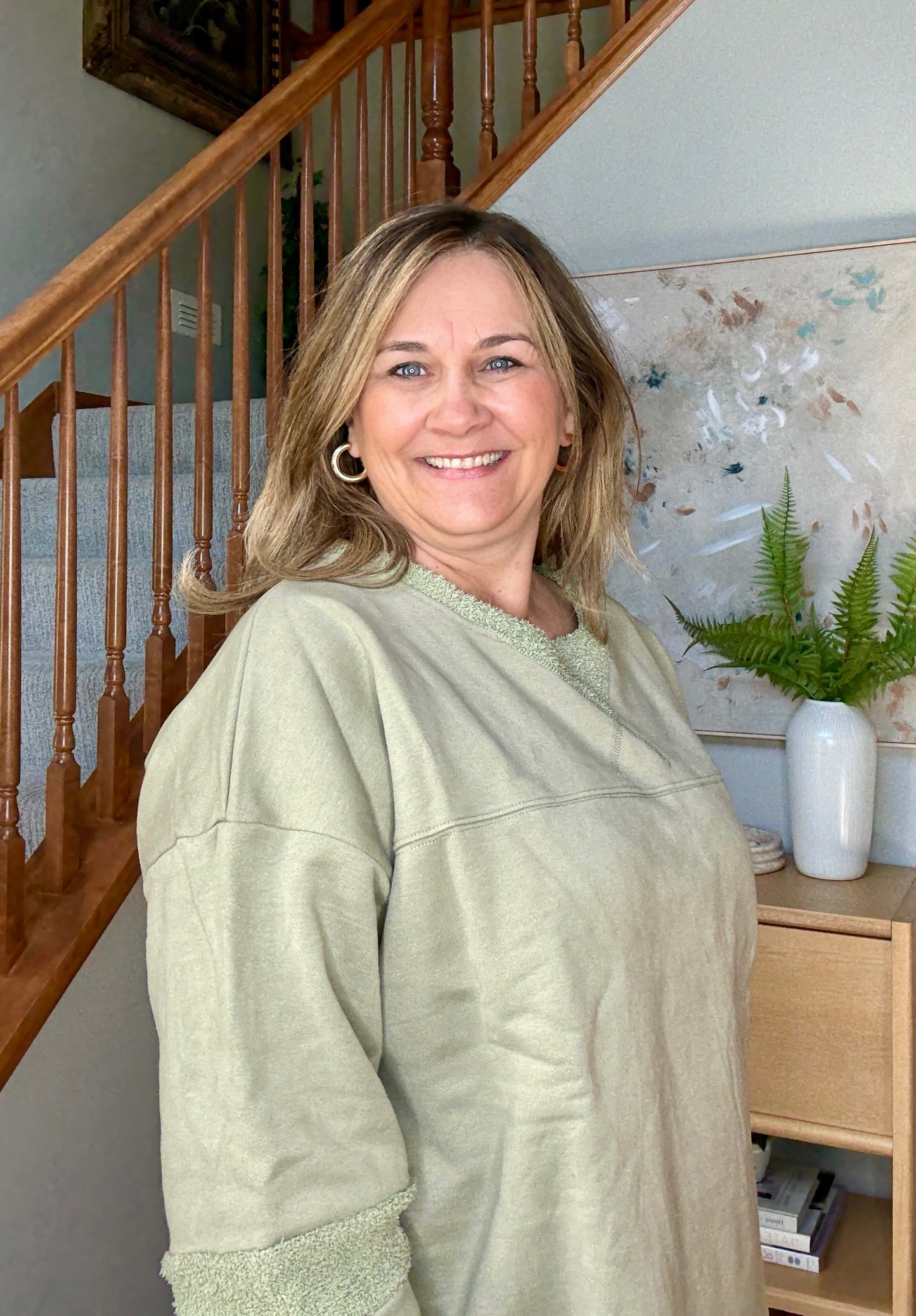 Falling Leaves Sage Long Sleeve Pullover