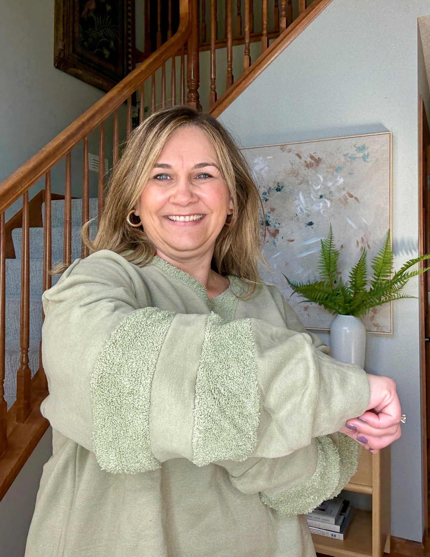 Falling Leaves Sage Long Sleeve Pullover