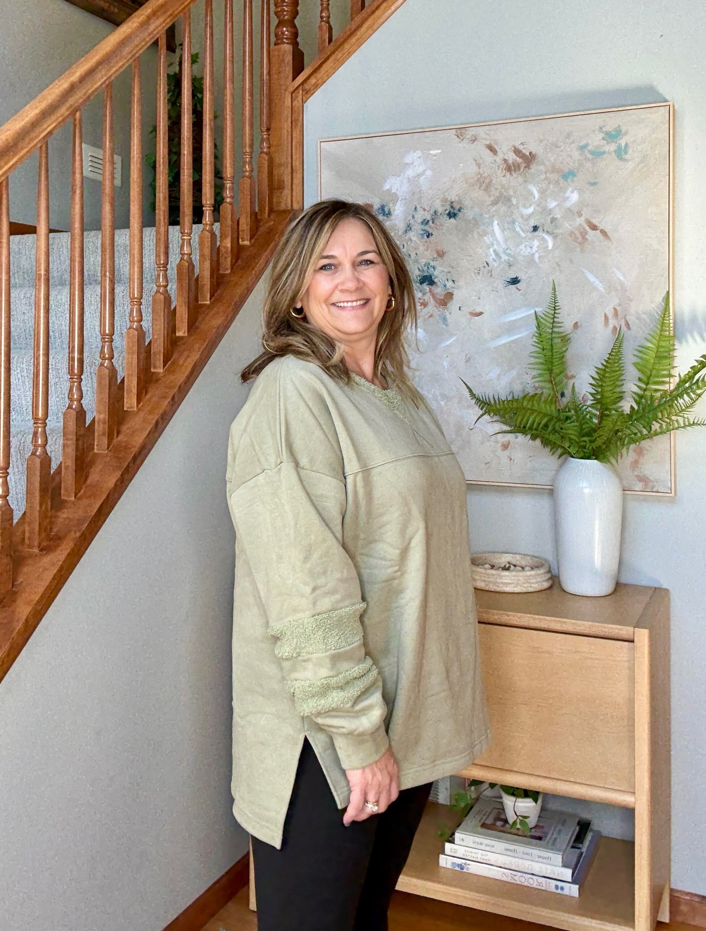 Falling Leaves Sage Long Sleeve Pullover