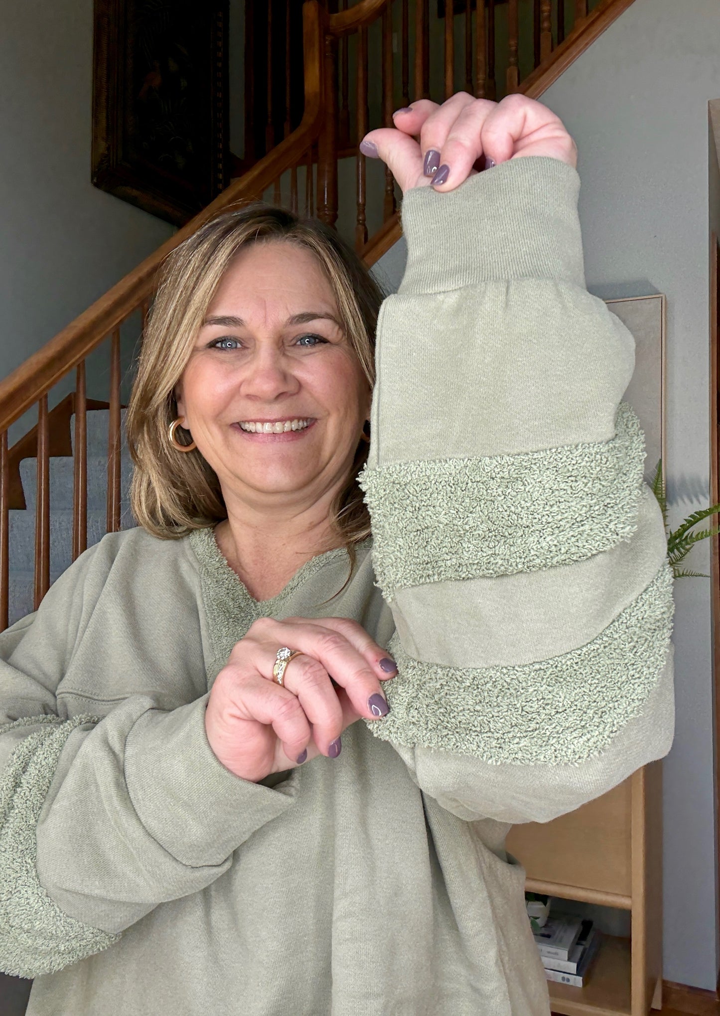 Falling Leaves Sage Long Sleeve Pullover