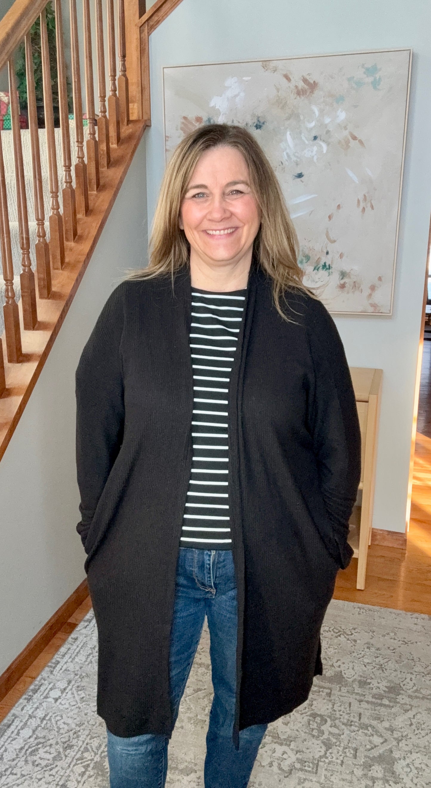 Chic & Buttoned Black and White Long Sleeve Top