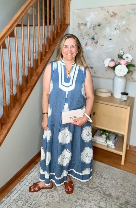 Daisy Sleeveless Geometric Midi Dress