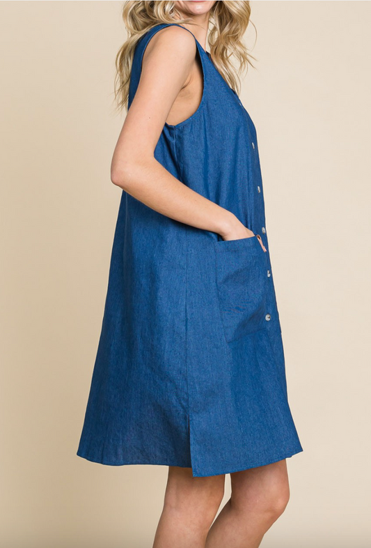 Feeling Blue Sleeveless Denim Dress