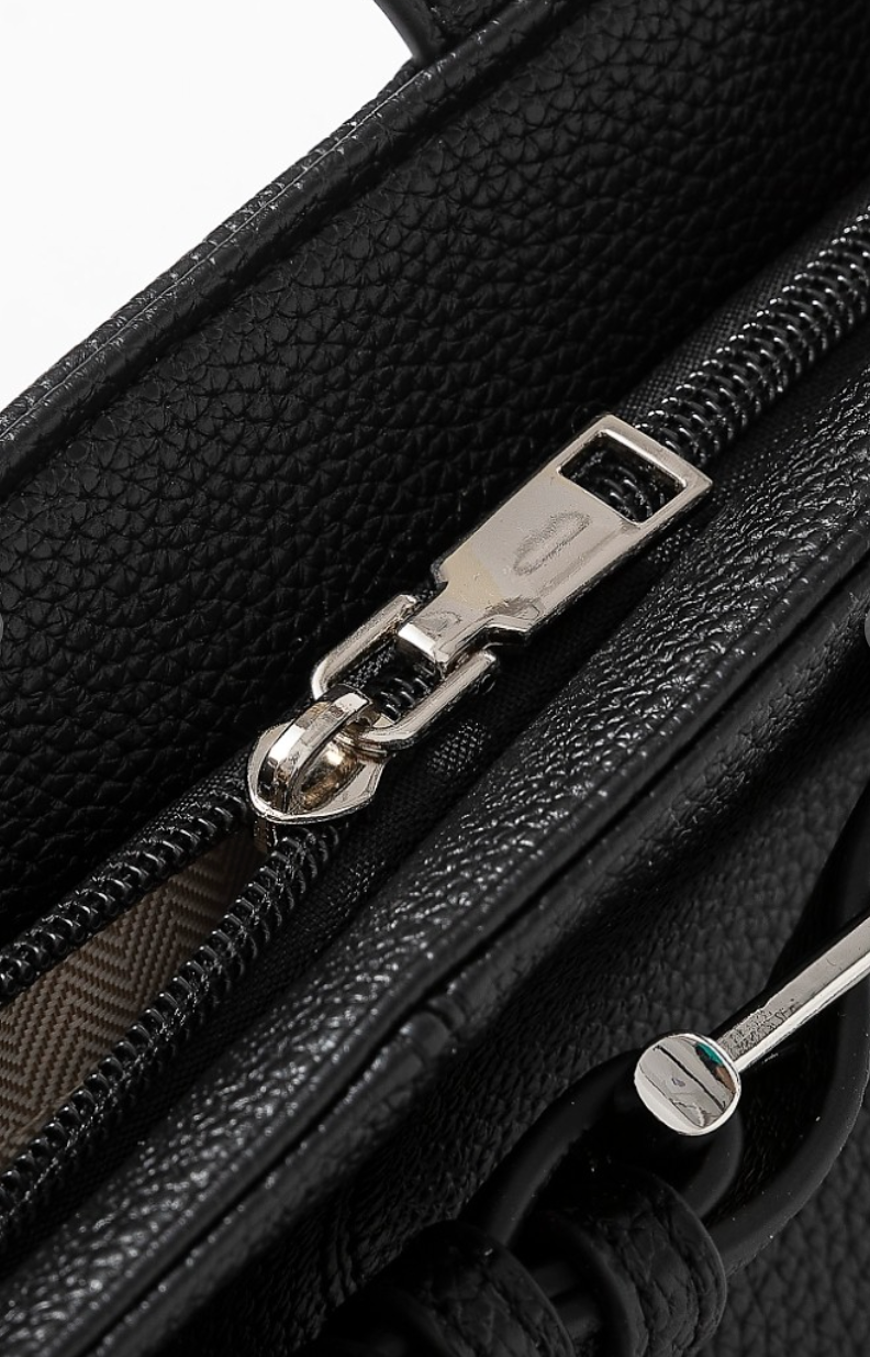 Belt Strap Textured Faux Leather Shoulder Bag in Cognac