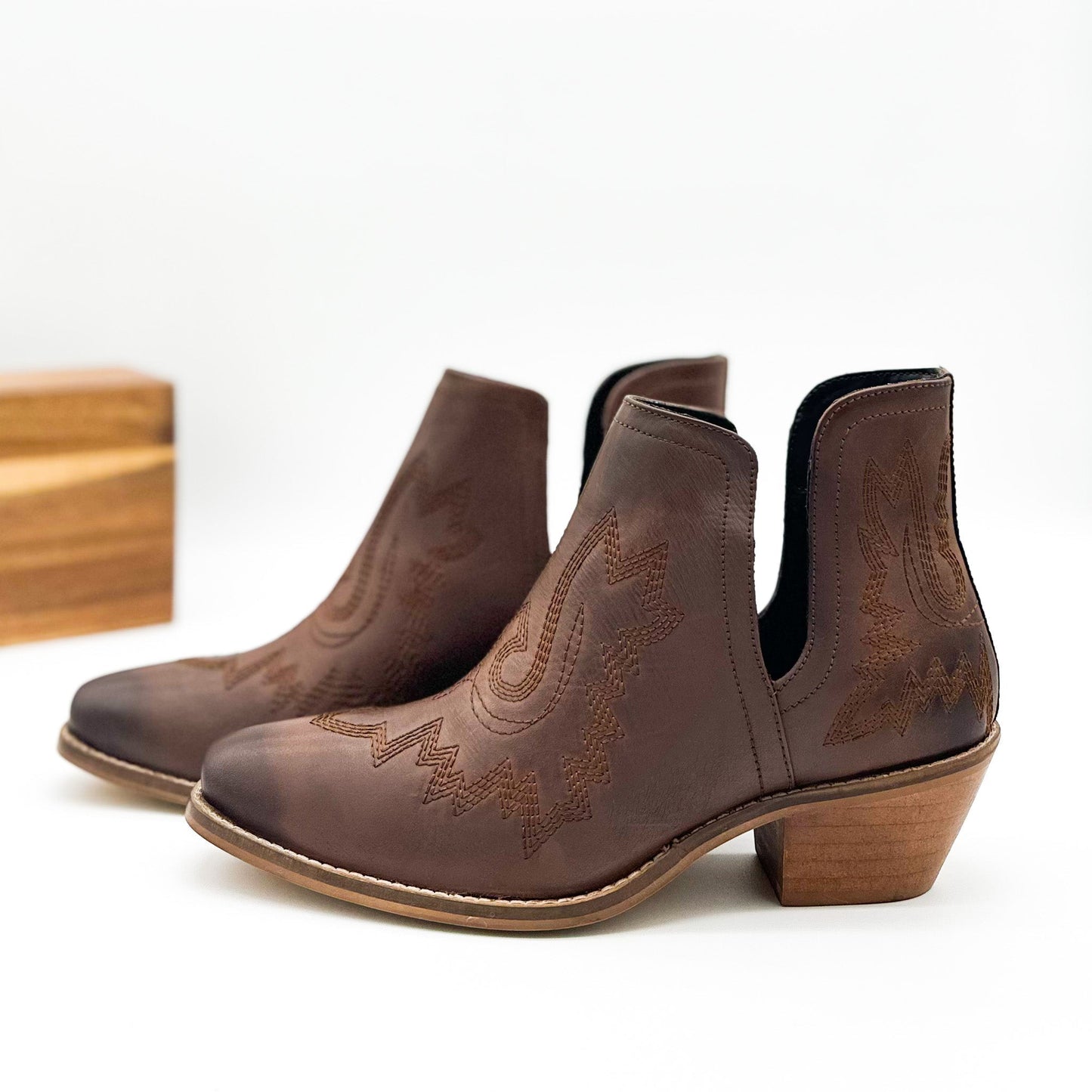 Kickin' Leather Booties in Brown