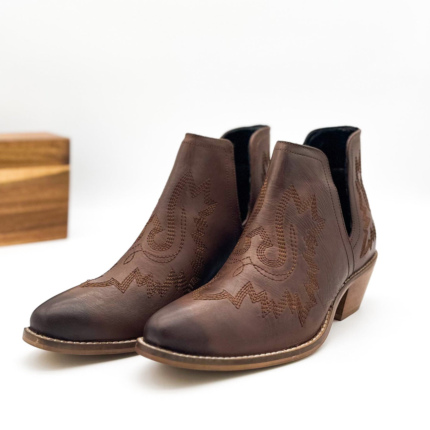 Kickin' Leather Booties in Brown