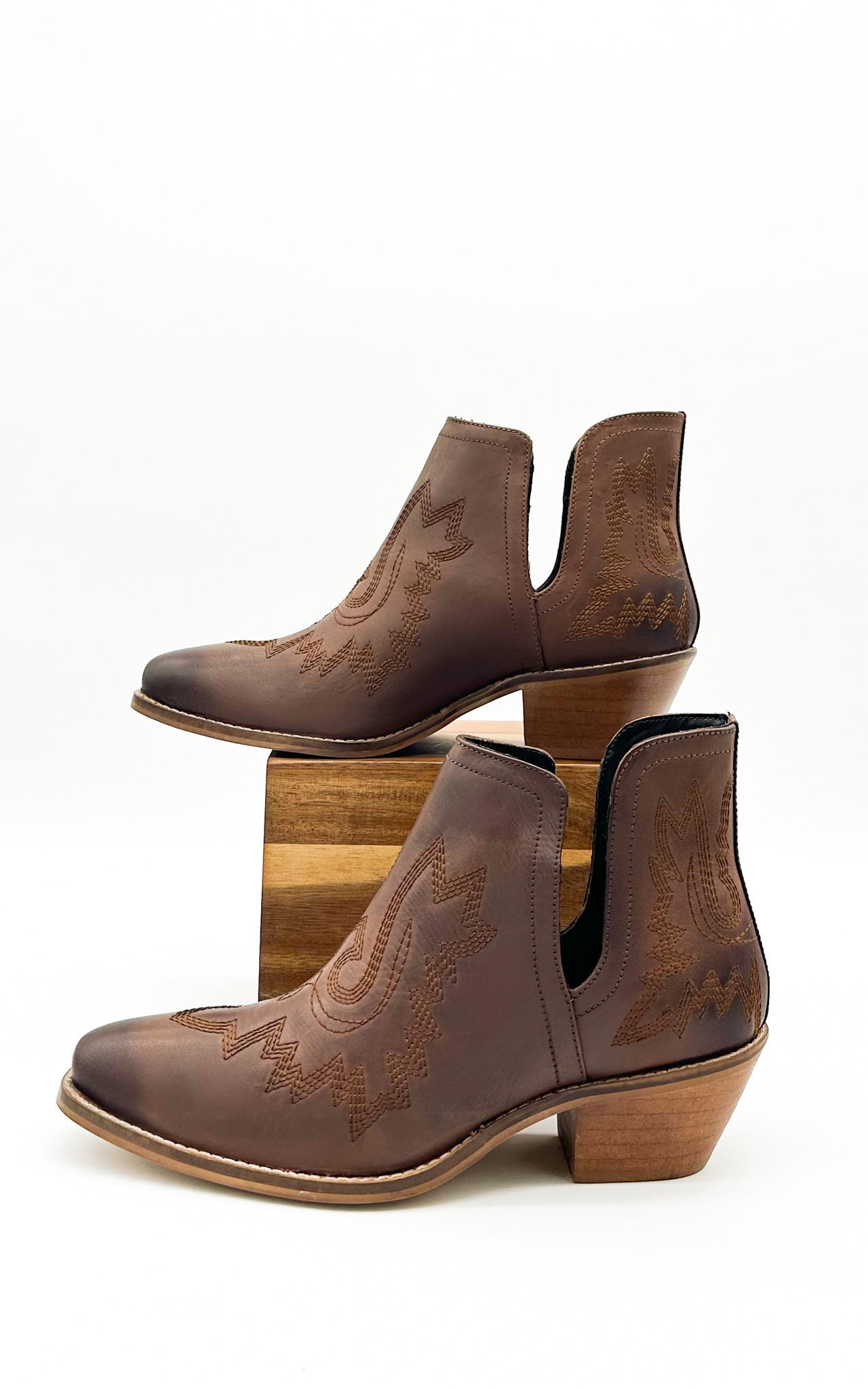 Kickin' Leather Booties in Brown