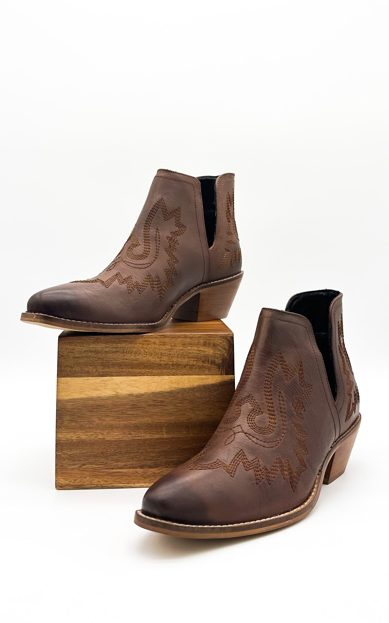 Kickin' Leather Booties in Brown
