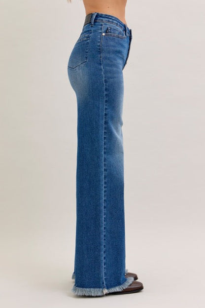 Karla High Waist Column Straight Button-Fly Jeans