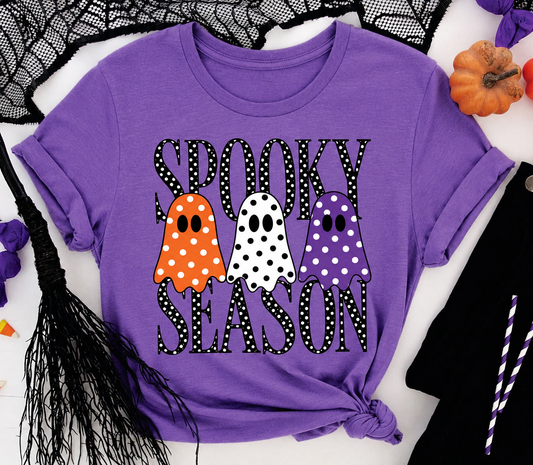 Spooky Season Polka Dot Ghosts Short Sleeve Tee