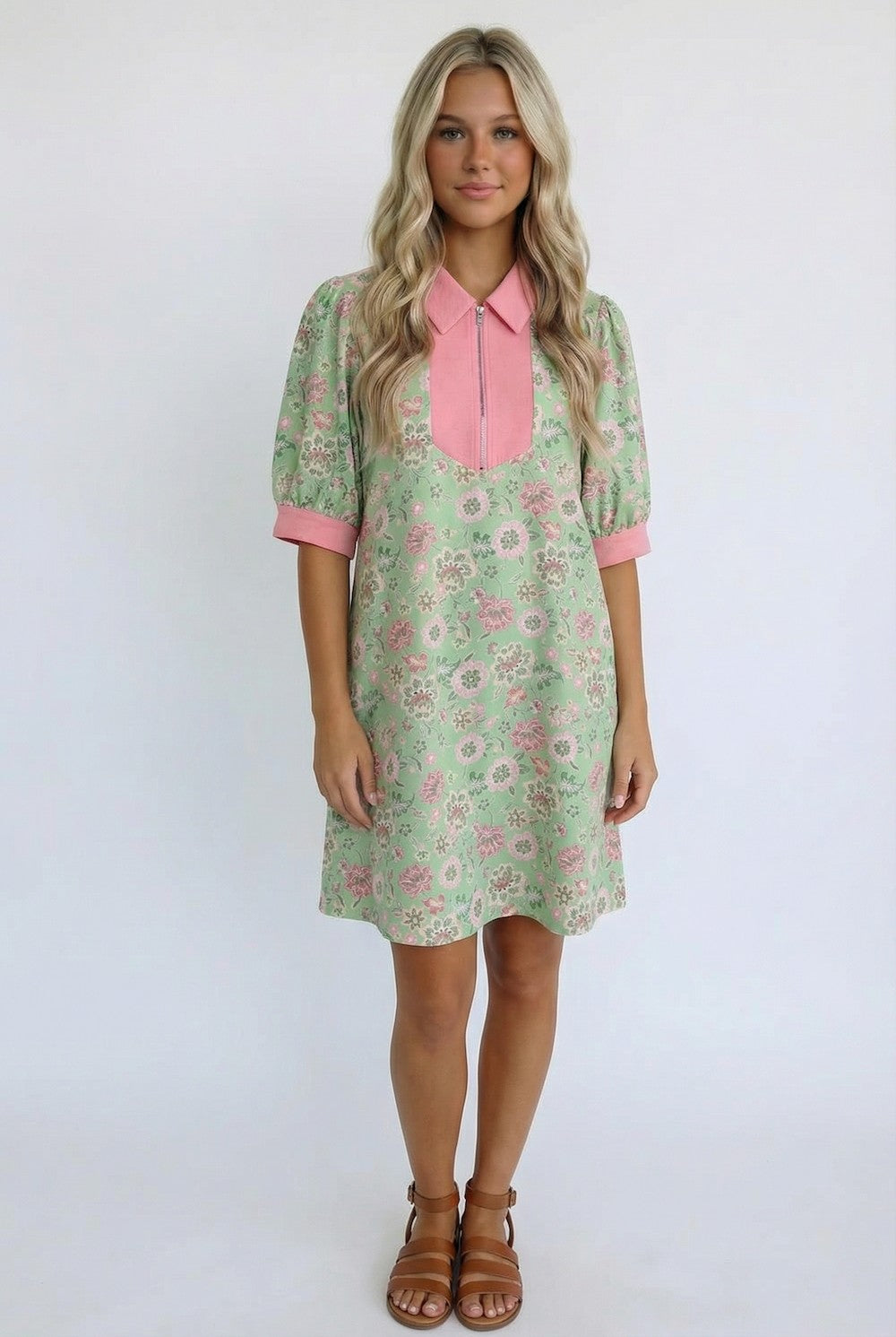 Blast From the Past Mint Blossom Short Sleeve Dress