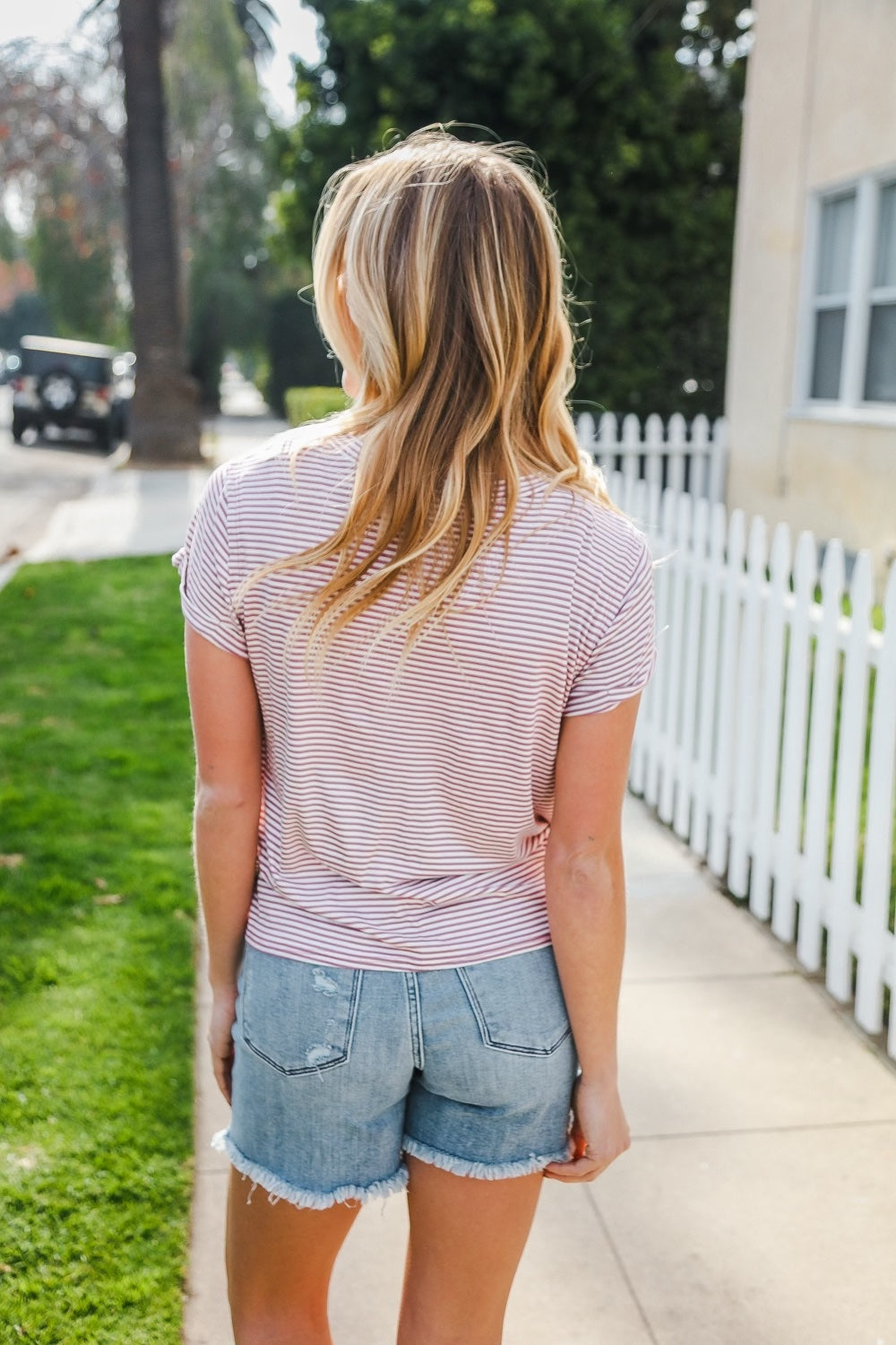 On My Way Striped Short Sleeve Tee