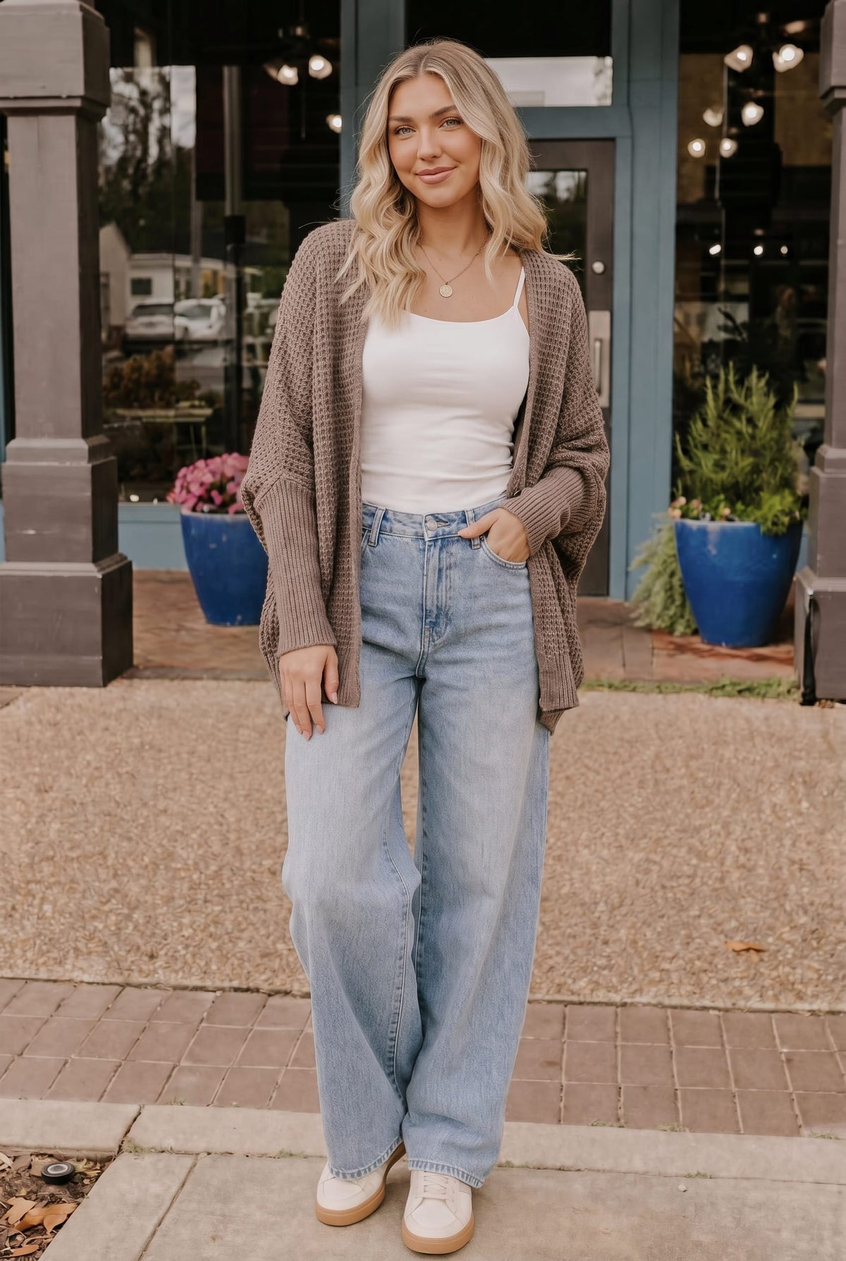 Chai Latte Waffle Knit Cardigan